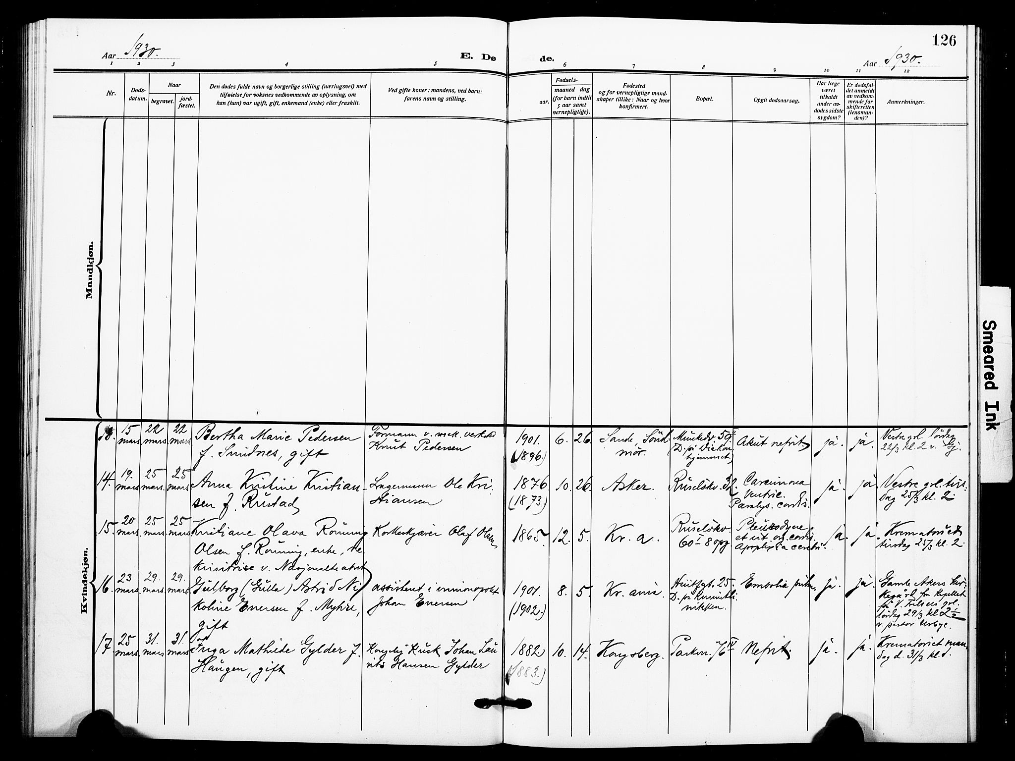 Johannes prestekontor Kirkebøker, AV/SAO-A-10852/F/Fa/L0012: Parish register (official) no. 12, 1918-1930, p. 126