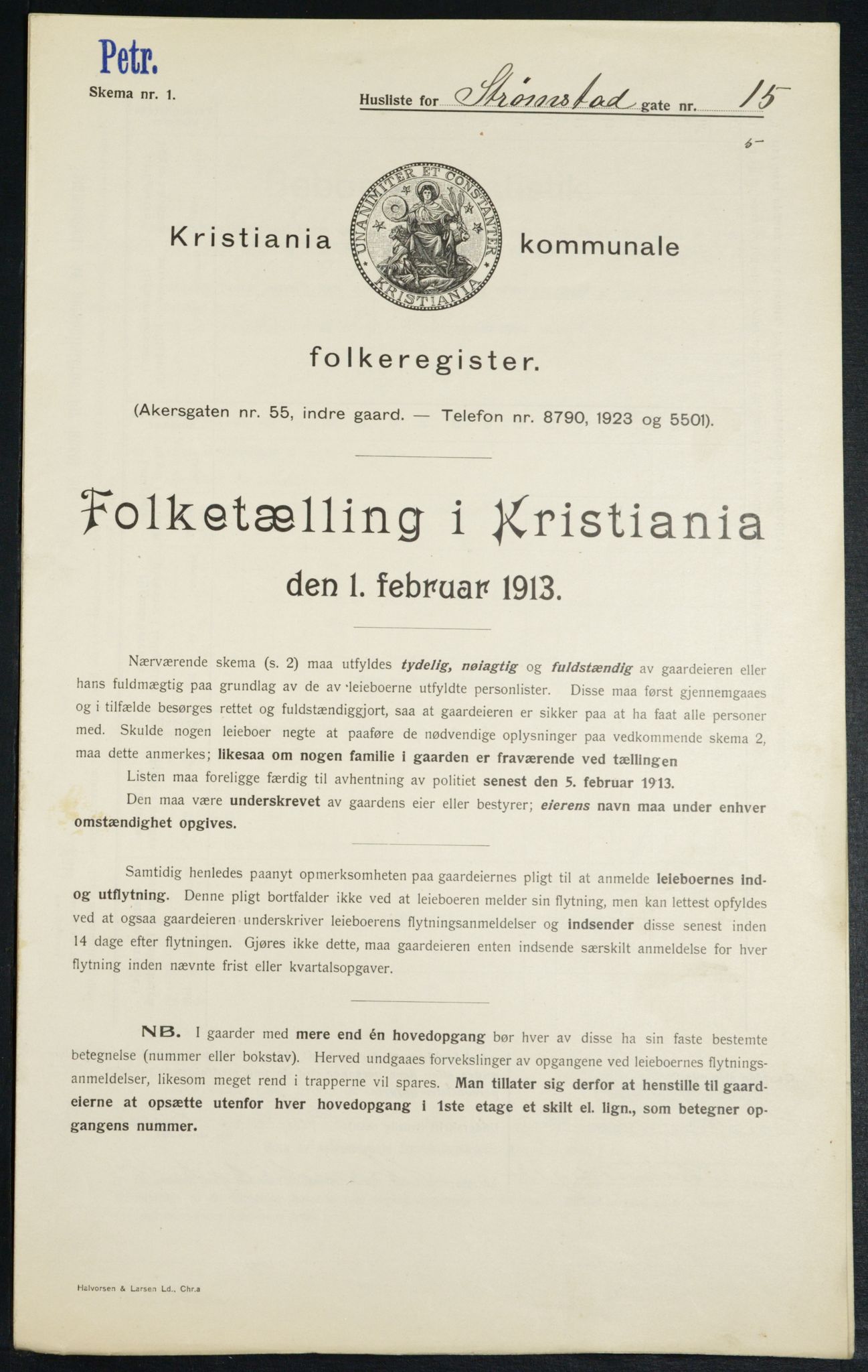 OBA, Municipal Census 1913 for Kristiania, 1913, p. 104016