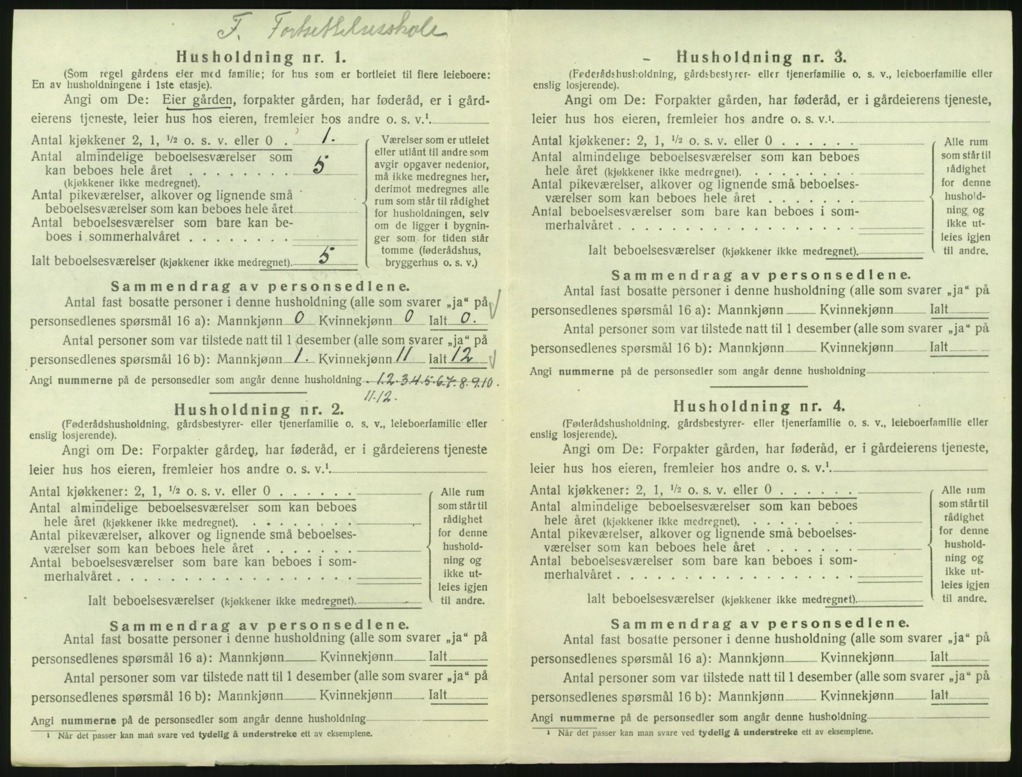 SAH, 1920 census for Fluberg, 1920, p. 37