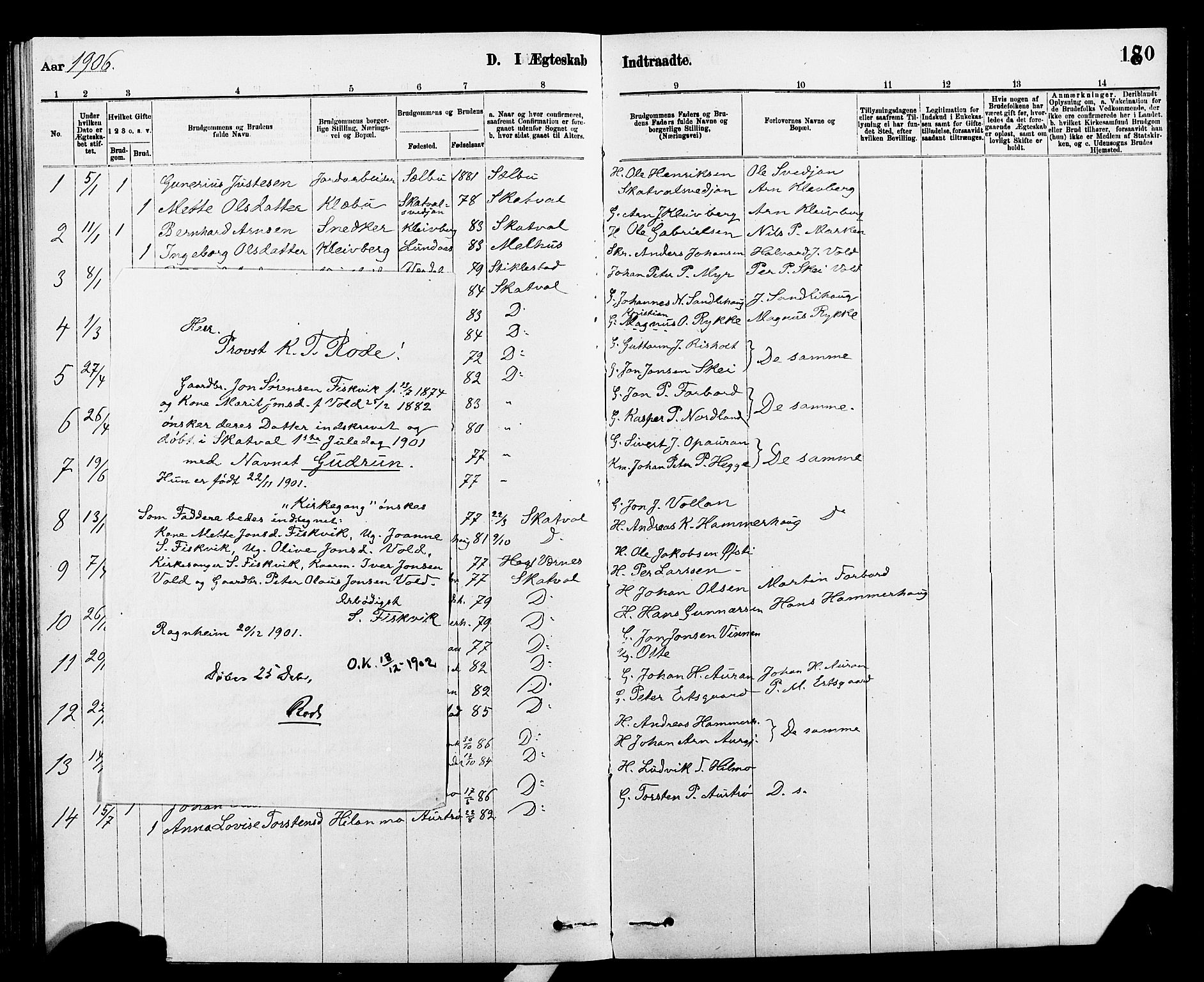 Ministerialprotokoller, klokkerbøker og fødselsregistre - Nord-Trøndelag, SAT/A-1458/712/L0103: Parish register (copy) no. 712C01, 1878-1917, p. 180