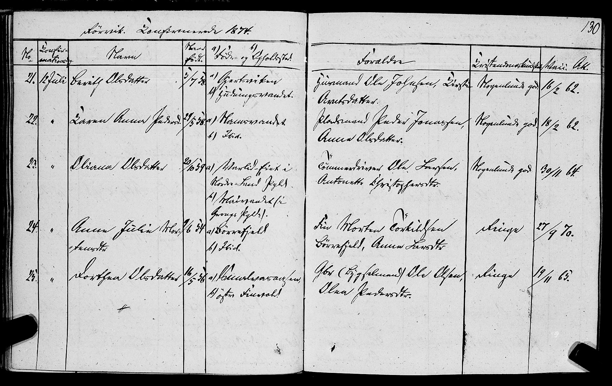 Ministerialprotokoller, klokkerbøker og fødselsregistre - Nord-Trøndelag, SAT/A-1458/762/L0538: Parish register (official) no. 762A02 /1, 1833-1879, p. 130