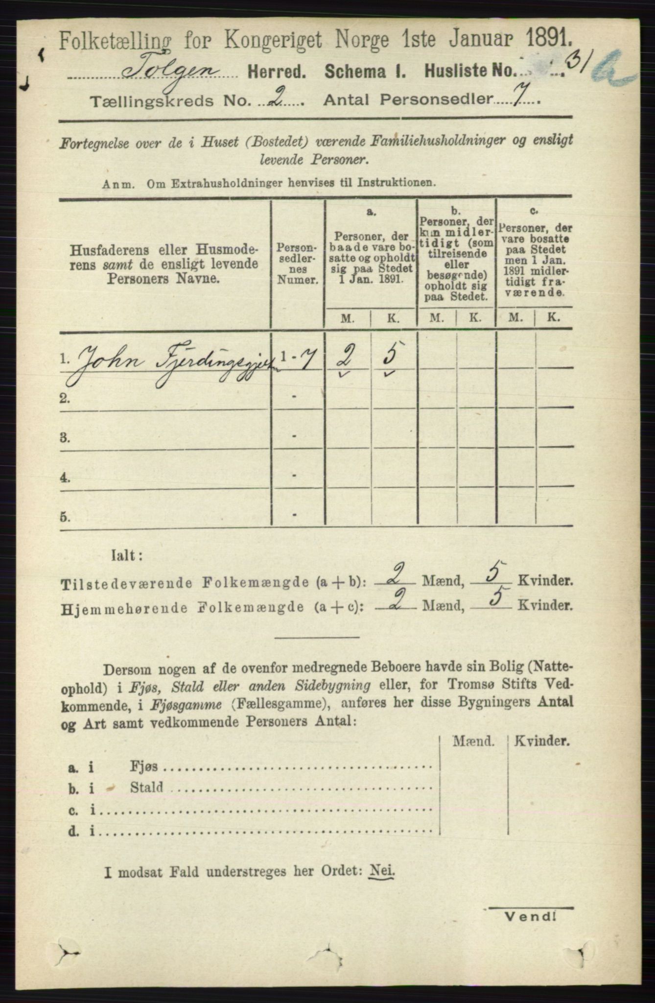 RA, 1891 census for 0436 Tolga, 1891, p. 276