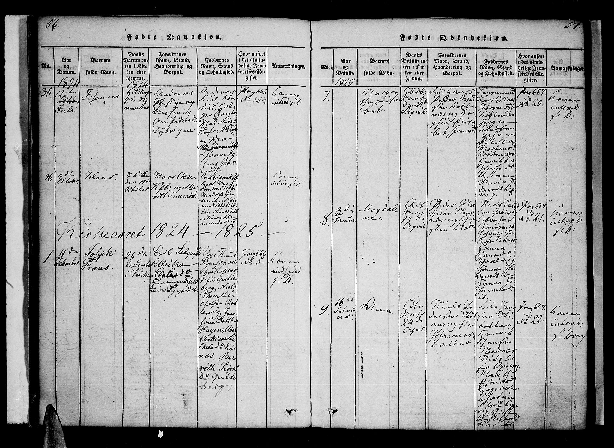 Lyngen sokneprestembete, AV/SATØ-S-1289/H/He/Hea/L0003kirke: Parish register (official) no. 3, 1822-1838, p. 56-57