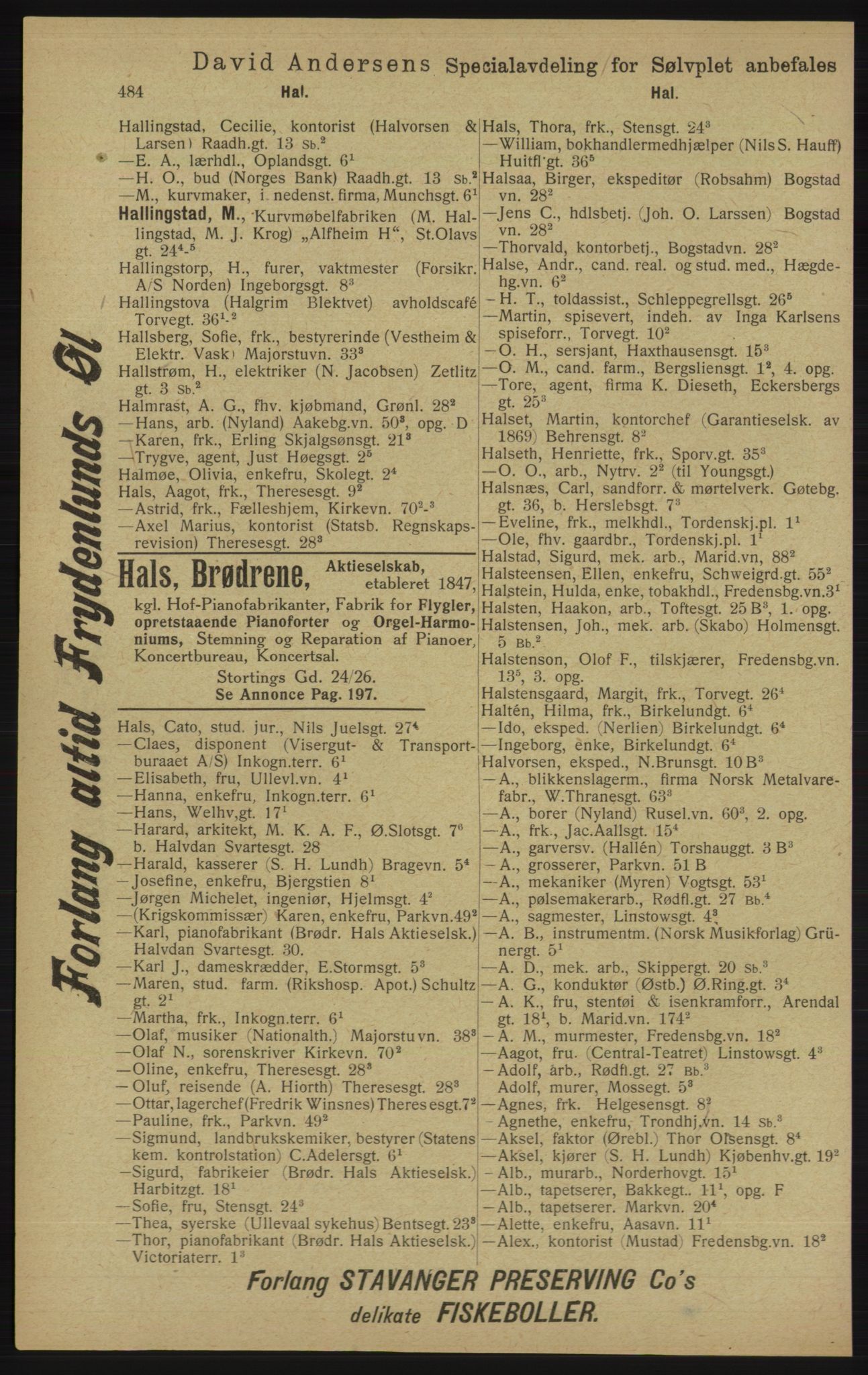 Kristiania/Oslo adressebok, PUBL/-, 1913, p. 496