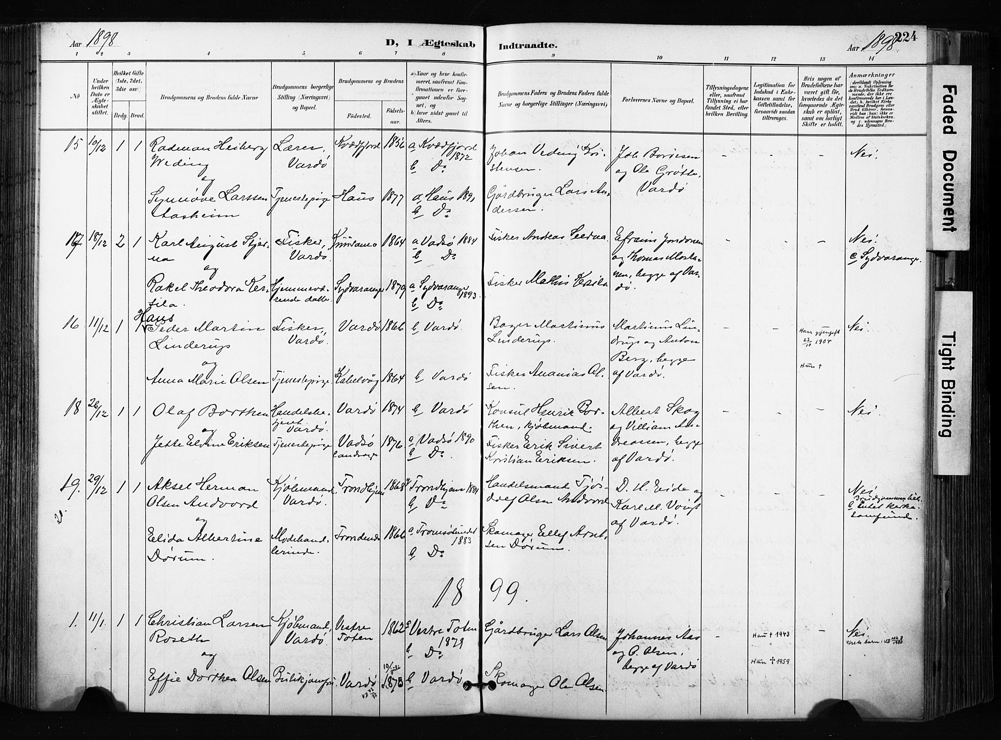 Vardø sokneprestkontor, AV/SATØ-S-1332/H/Ha/L0010kirke: Parish register (official) no. 10, 1895-1907, p. 224