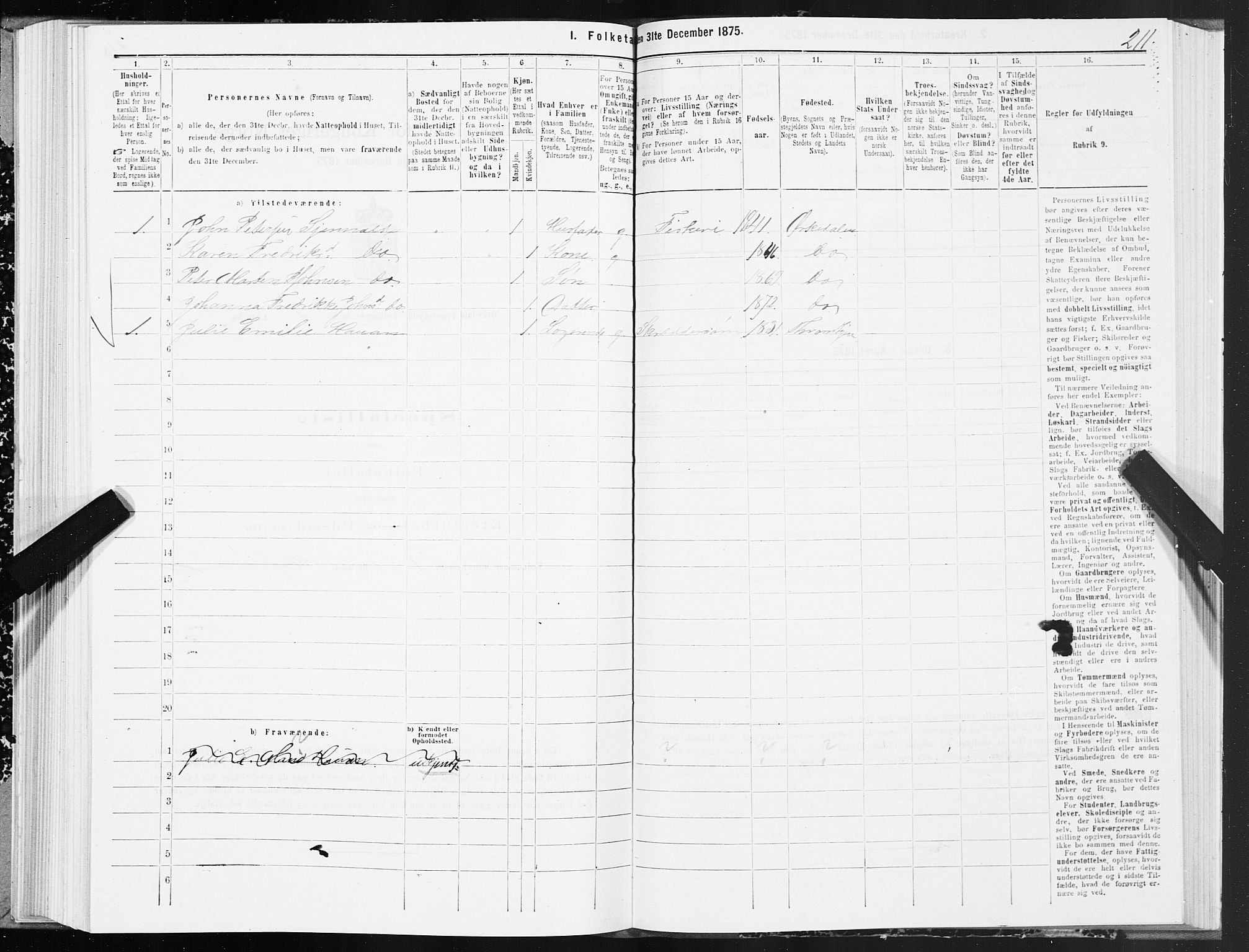 SAT, 1875 census for 1638P Orkdal, 1875, p. 1211