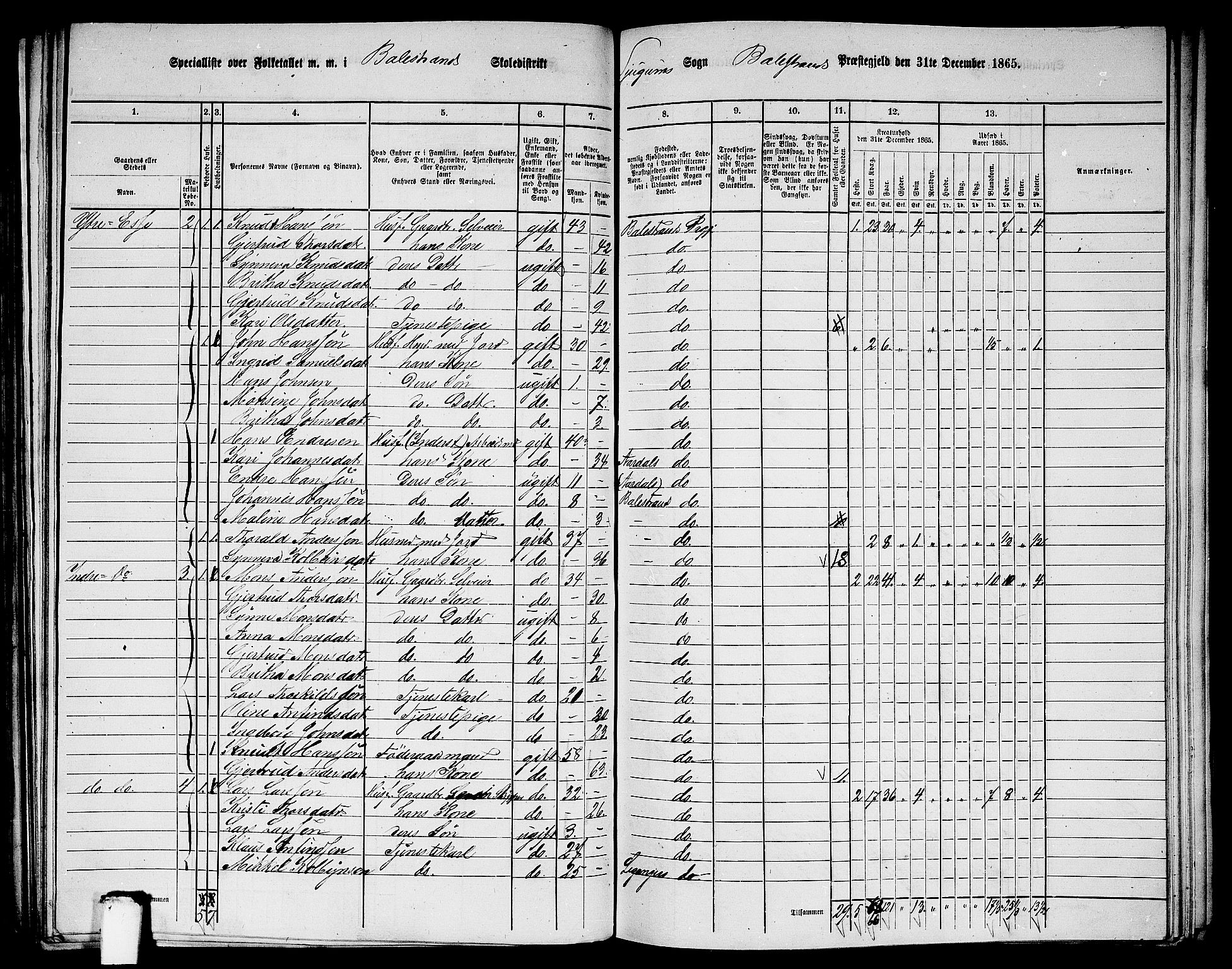 RA, 1865 census for Balestrand, 1865, p. 21