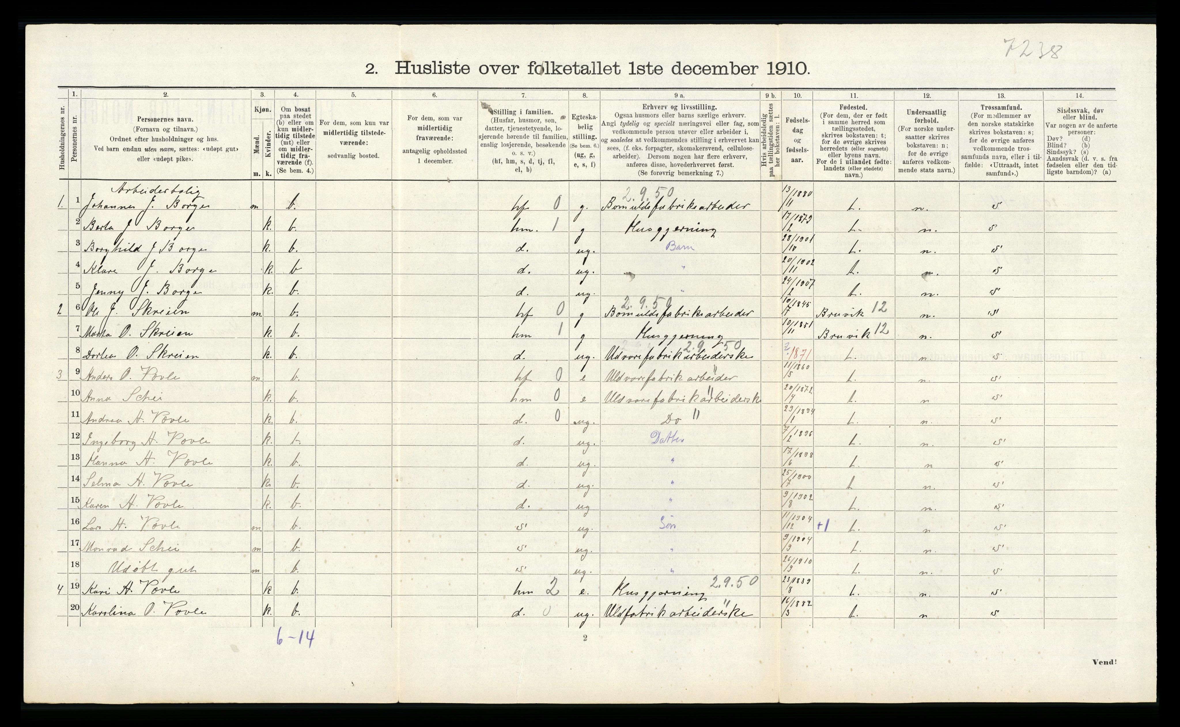 RA, 1910 census for Haus, 1910, p. 1343