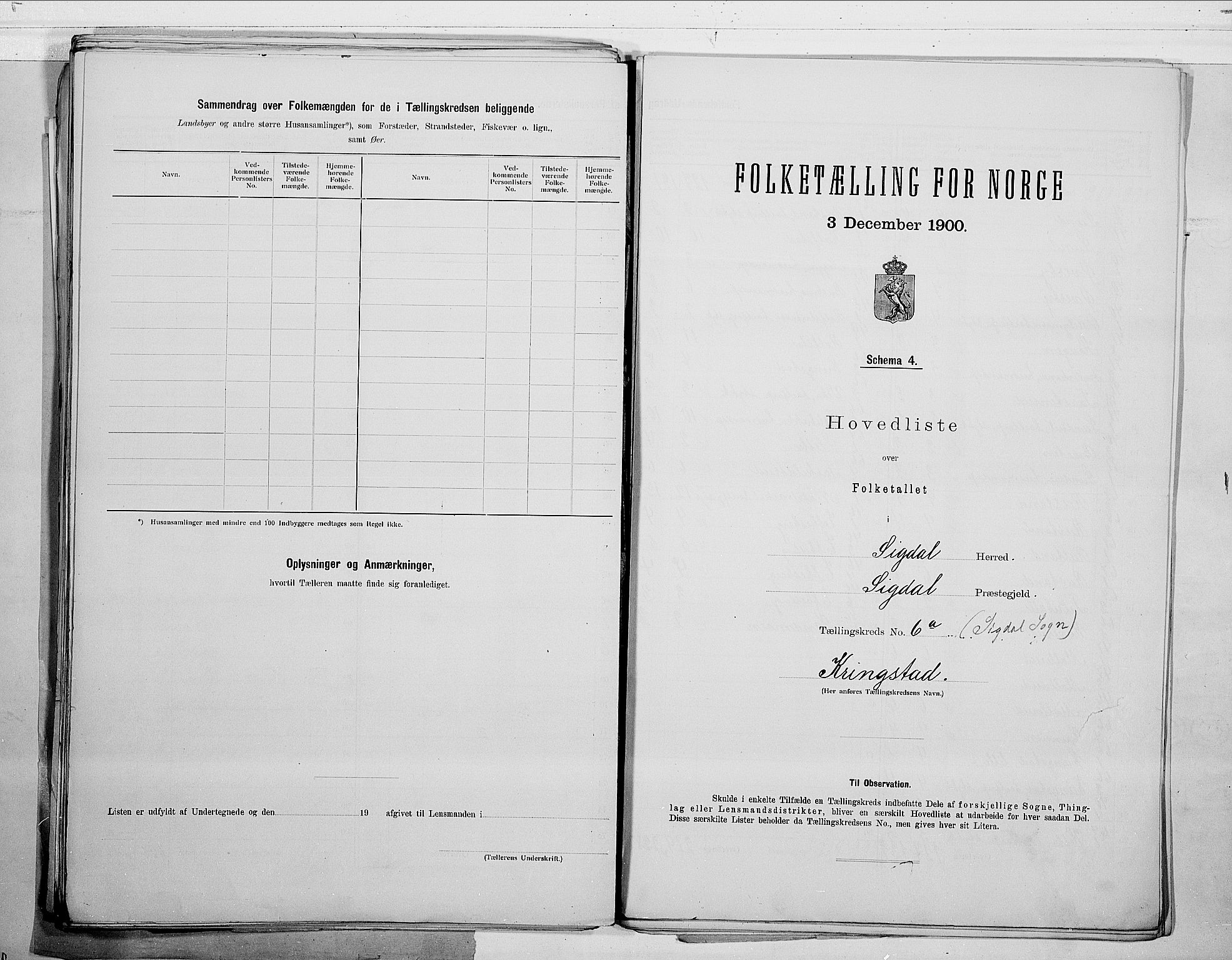 RA, 1900 census for Sigdal, 1900, p. 46