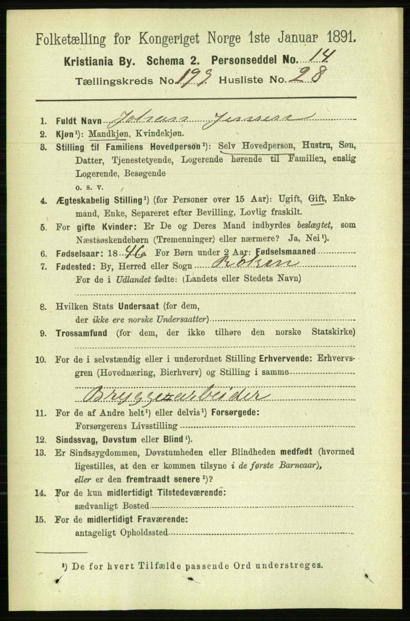 RA, 1891 census for 0301 Kristiania, 1891, p. 120189