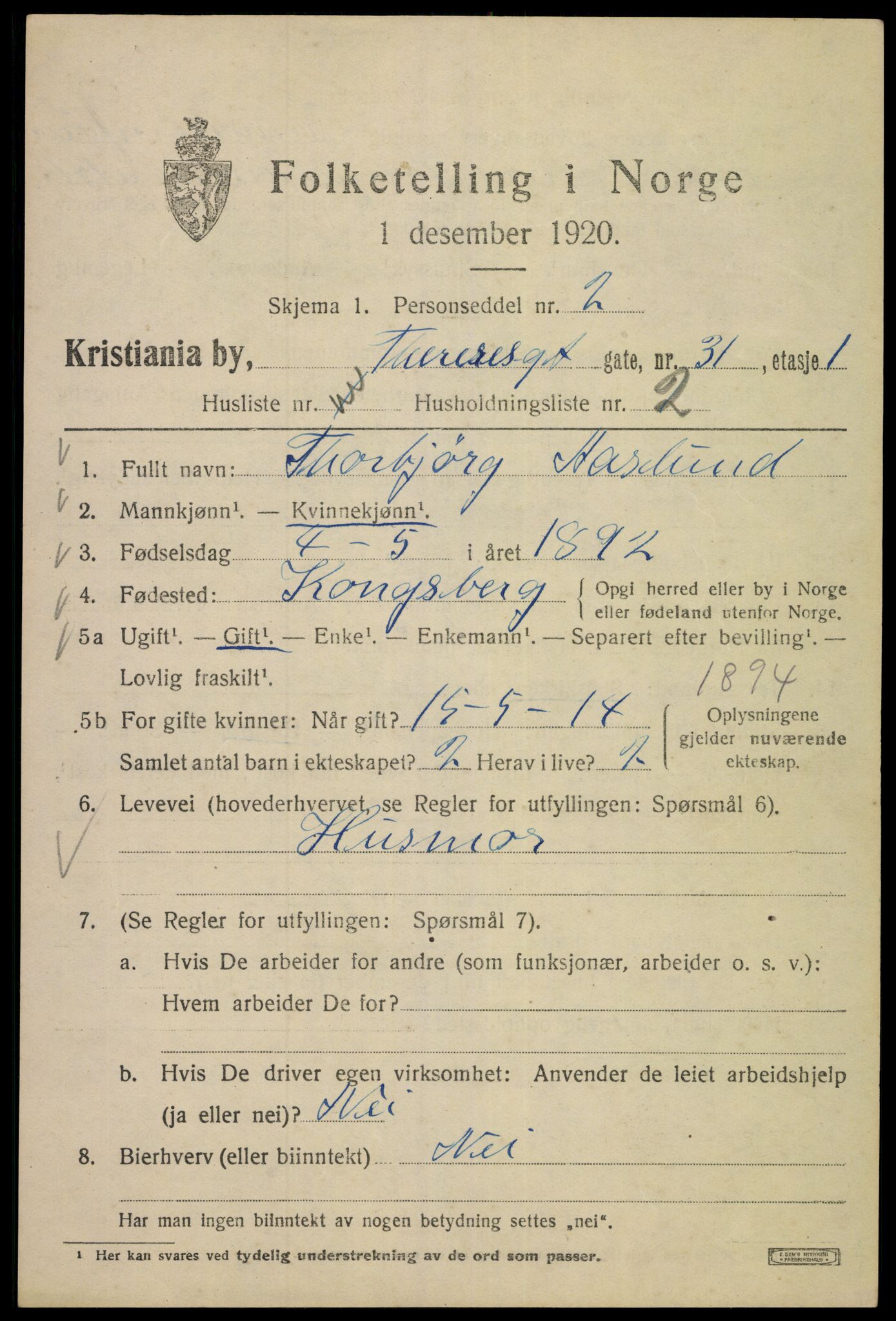 SAO, 1920 census for Kristiania, 1920, p. 569163