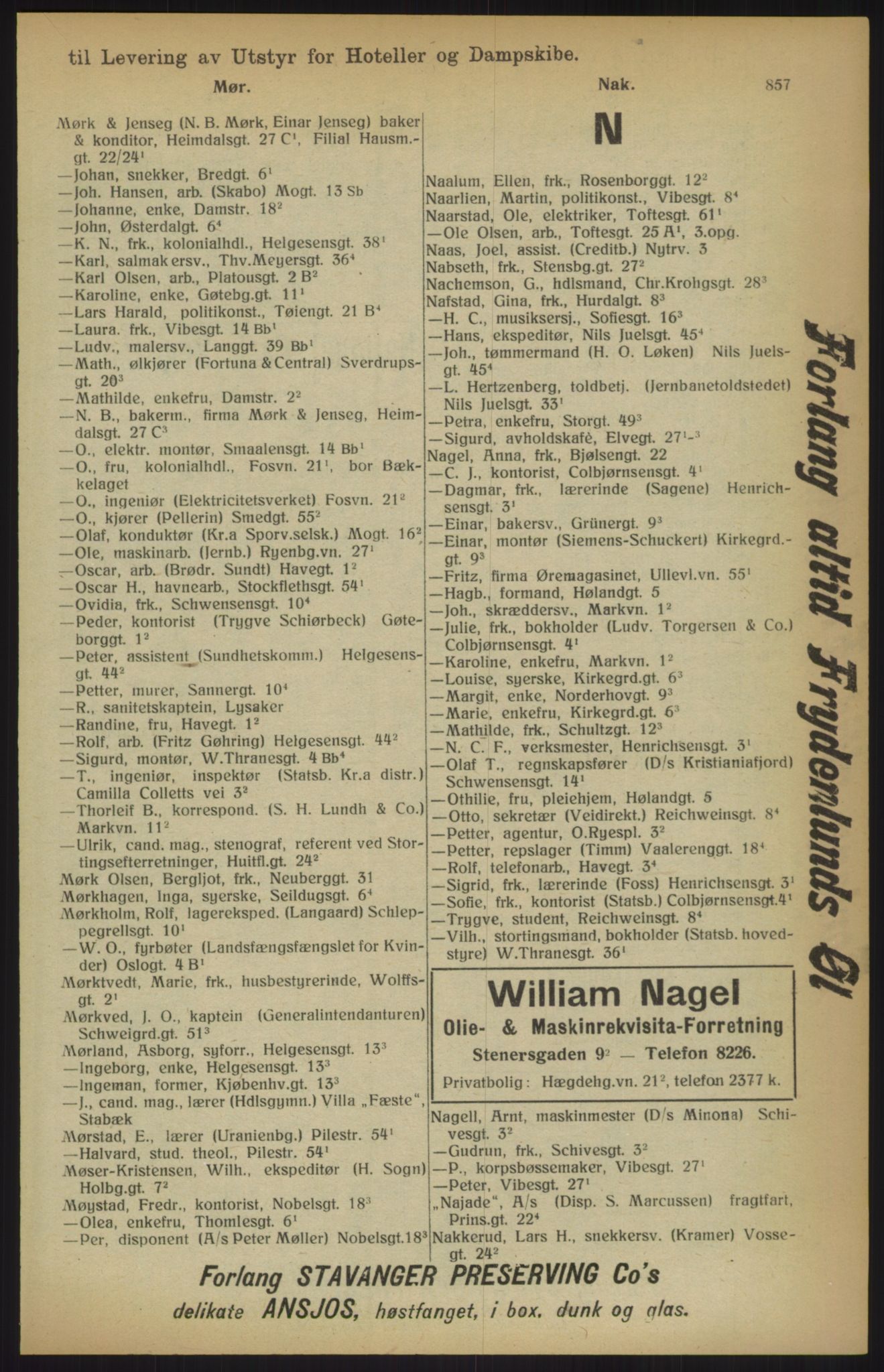 Kristiania/Oslo adressebok, PUBL/-, 1915, p. 857