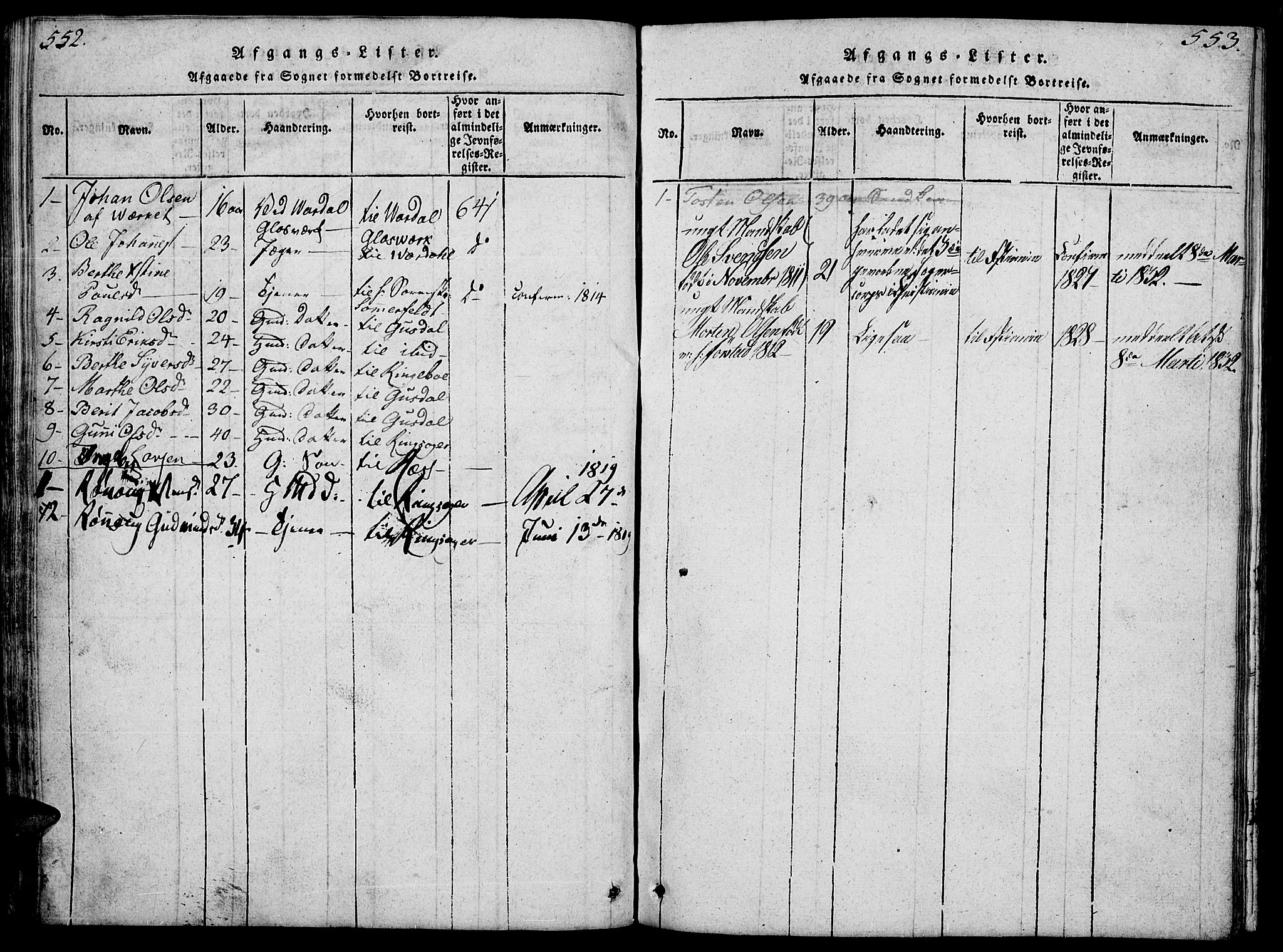 Fåberg prestekontor, SAH/PREST-086/H/Ha/Hab/L0004: Parish register (copy) no. 4, 1818-1837, p. 552-553