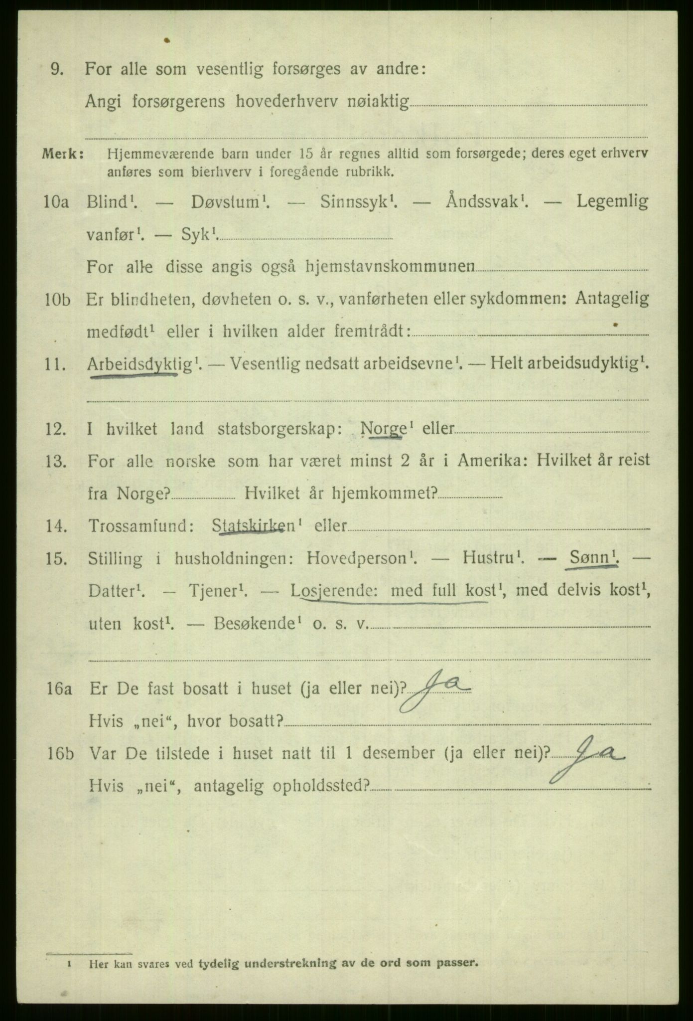 SAB, 1920 census for Voss, 1920, p. 3550