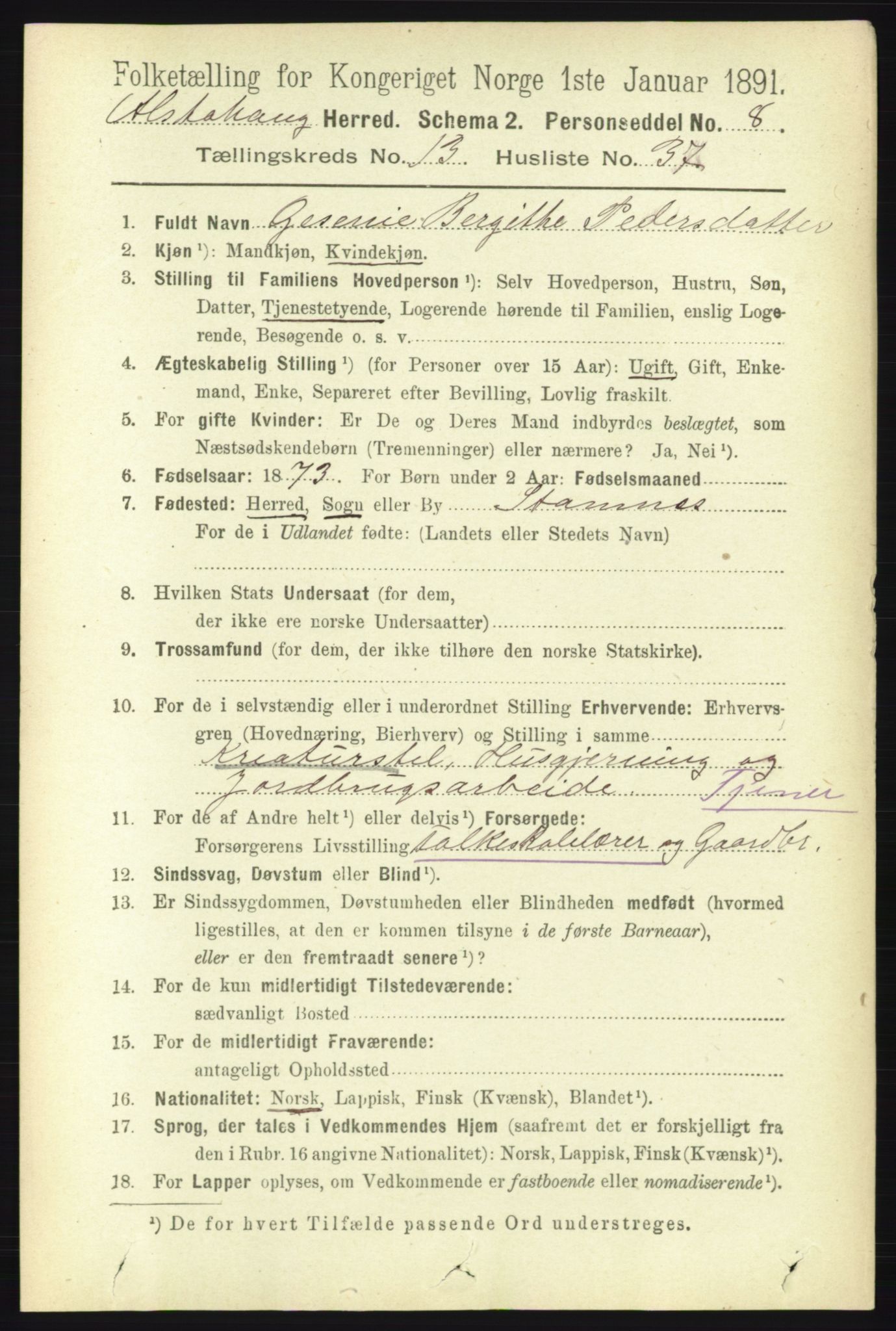 RA, 1891 census for 1820 Alstahaug, 1891, p. 4882