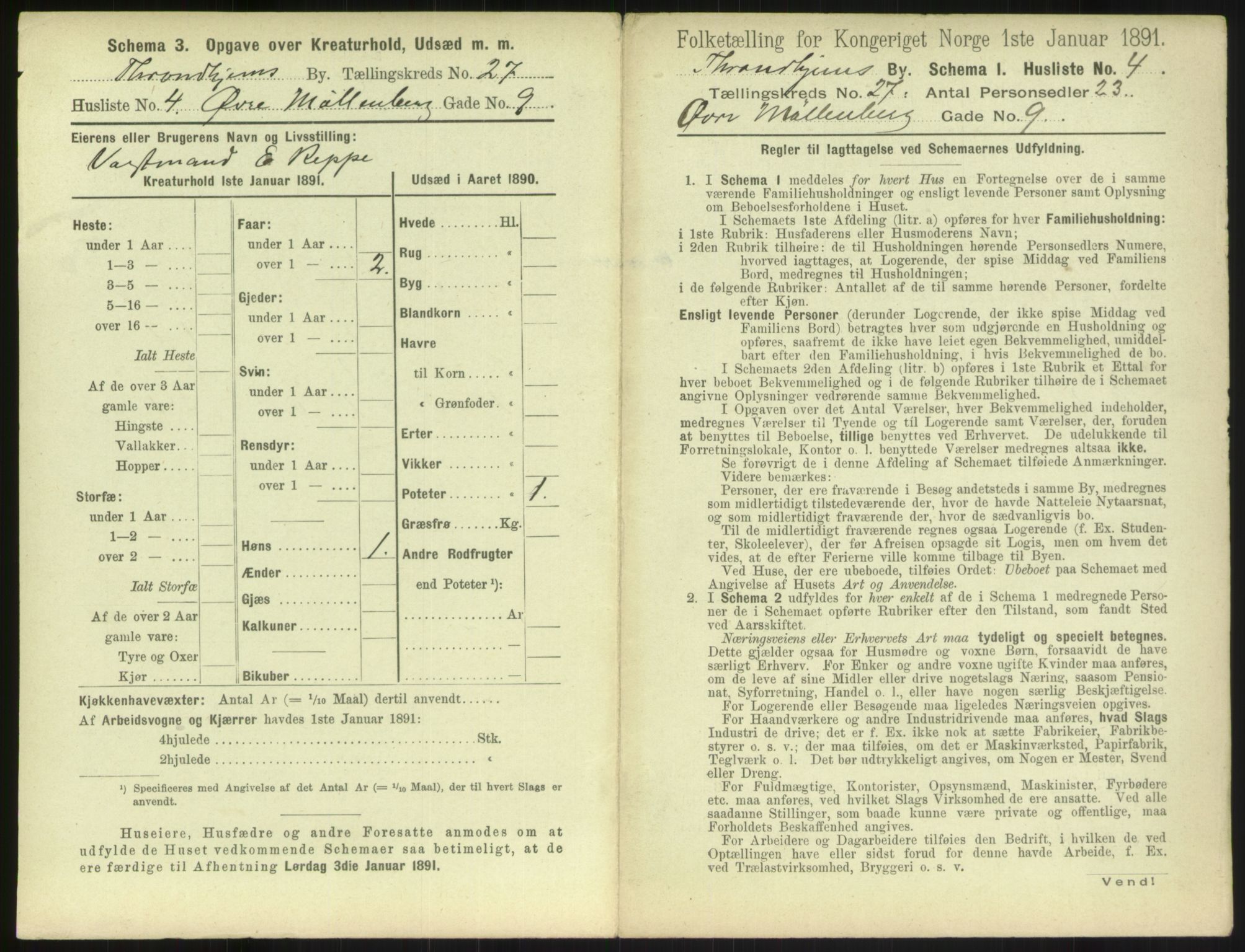 RA, 1891 census for 1601 Trondheim, 1891, p. 1890