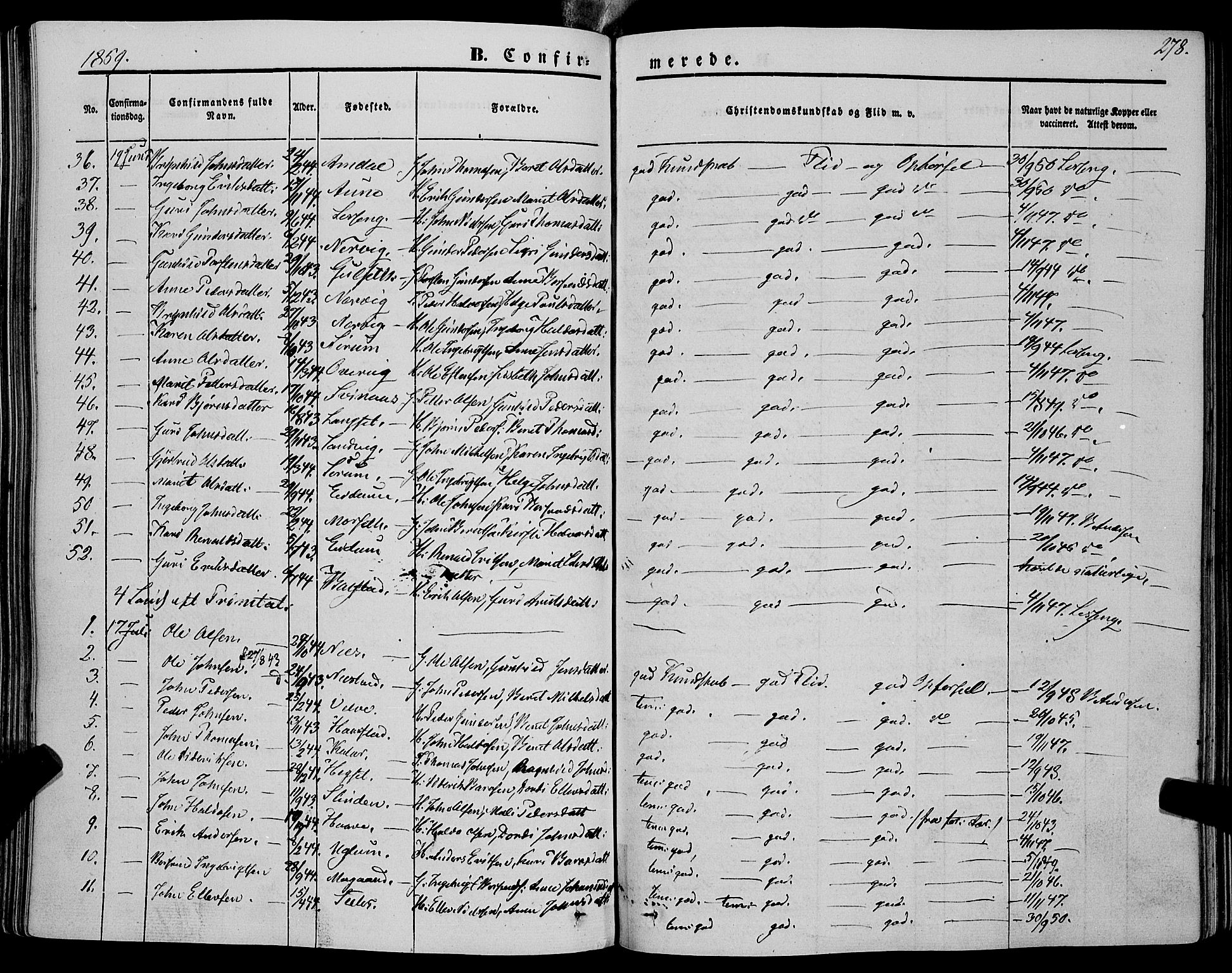 Ministerialprotokoller, klokkerbøker og fødselsregistre - Sør-Trøndelag, AV/SAT-A-1456/695/L1145: Parish register (official) no. 695A06 /1, 1843-1859, p. 278