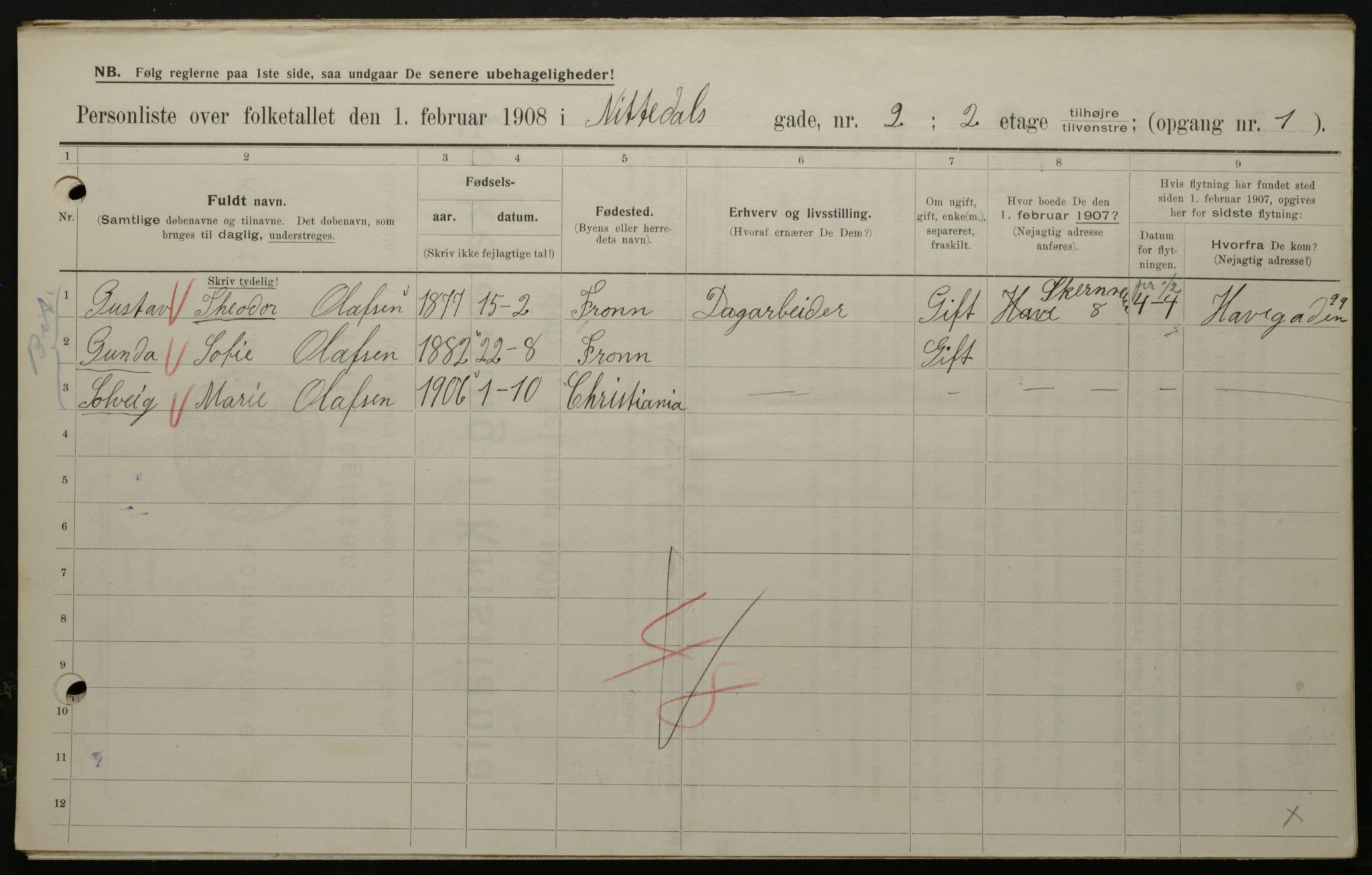 OBA, Municipal Census 1908 for Kristiania, 1908, p. 63886