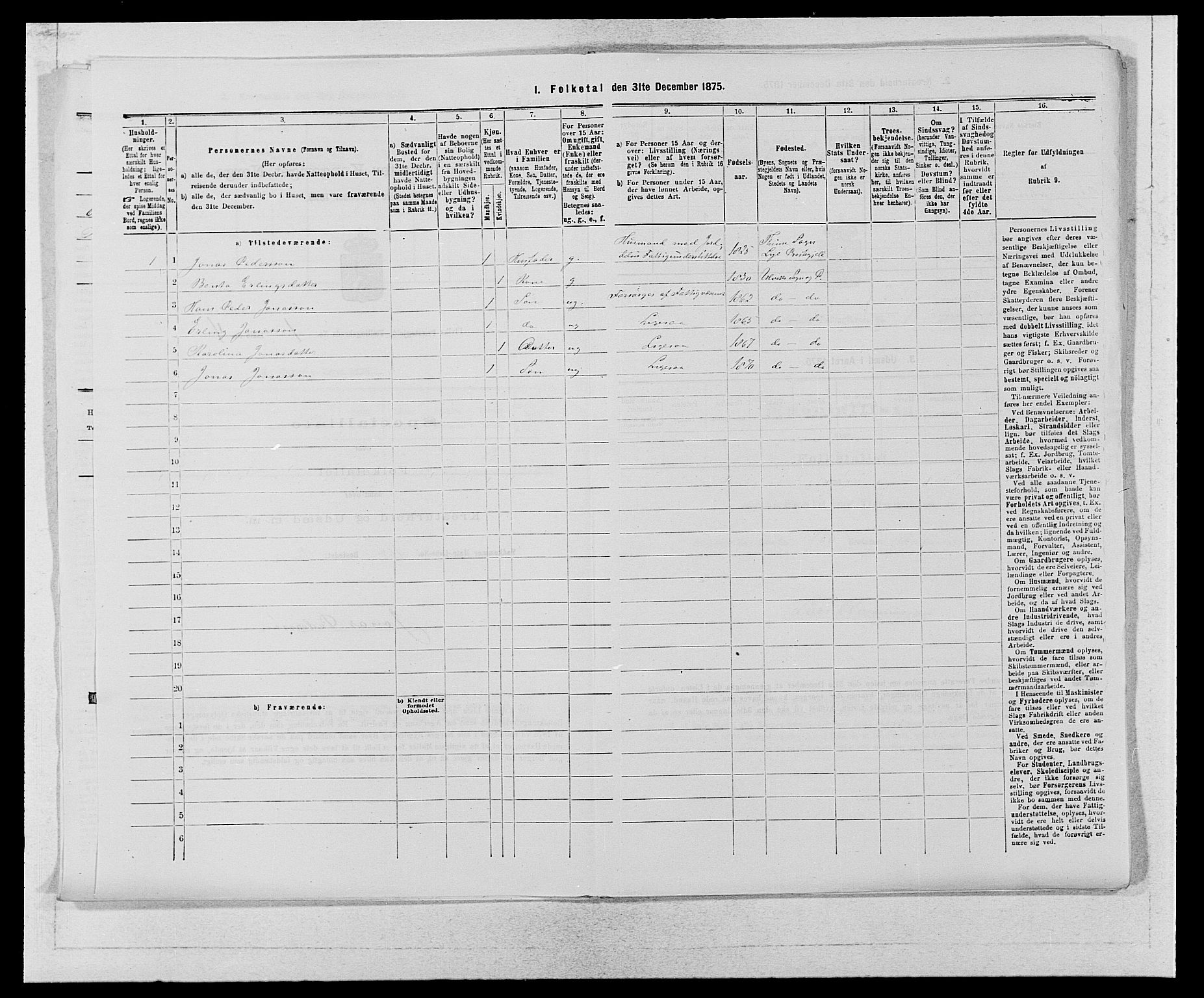 SAB, 1875 census for 1233P Ulvik, 1875, p. 36