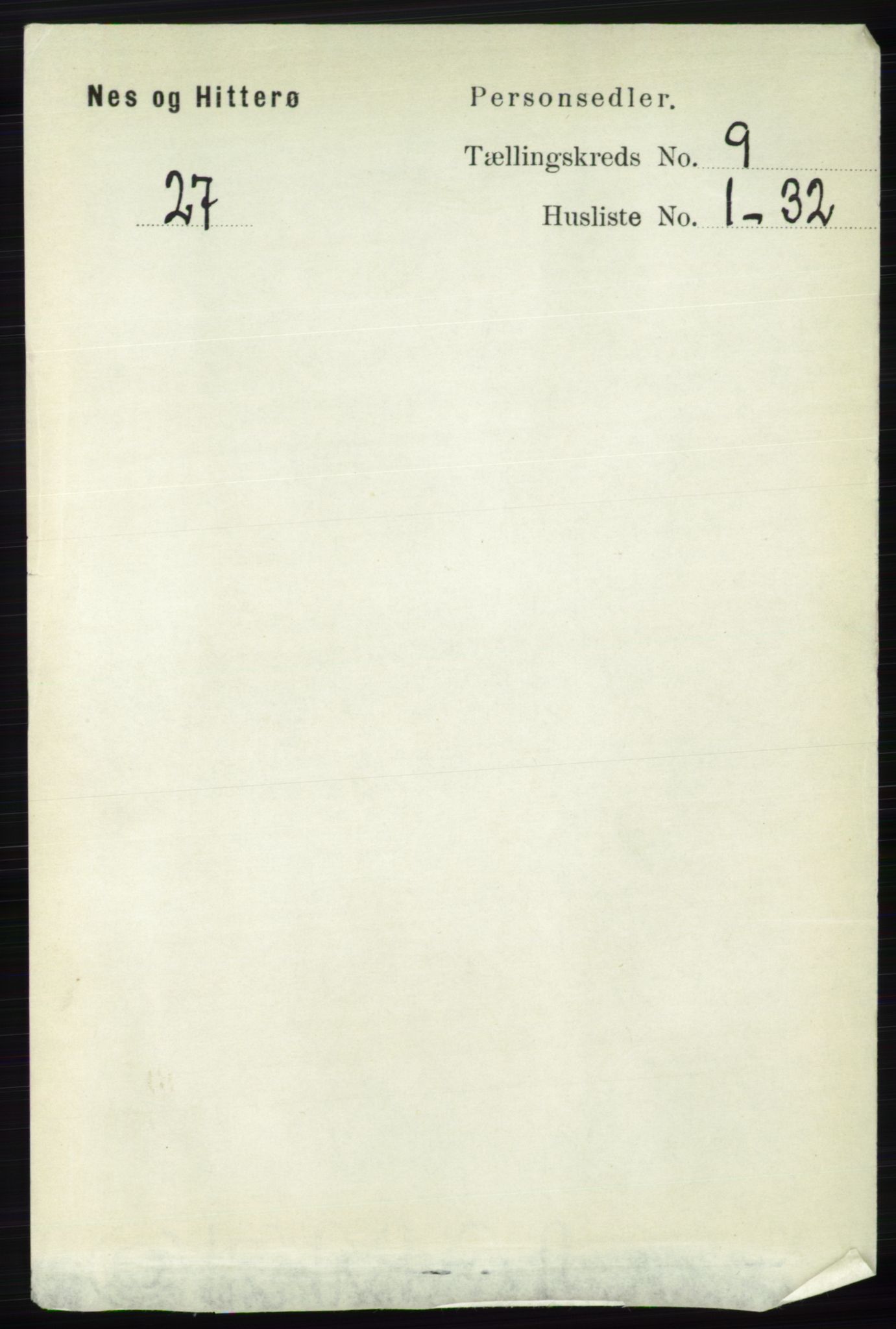 RA, 1891 census for 1043 Hidra og Nes, 1891, p. 3766