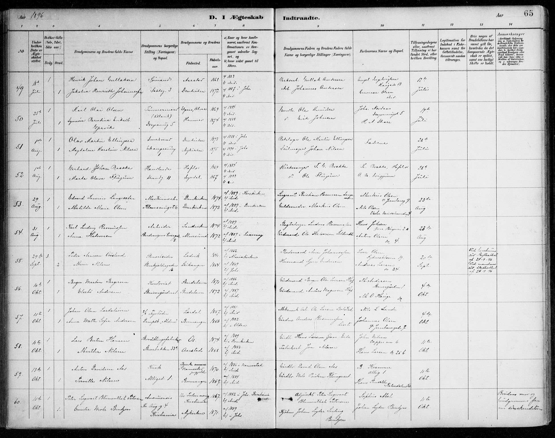 Johanneskirken sokneprestembete, AV/SAB-A-76001/H/Haa/L0012: Parish register (official) no. D 1, 1885-1912, p. 65