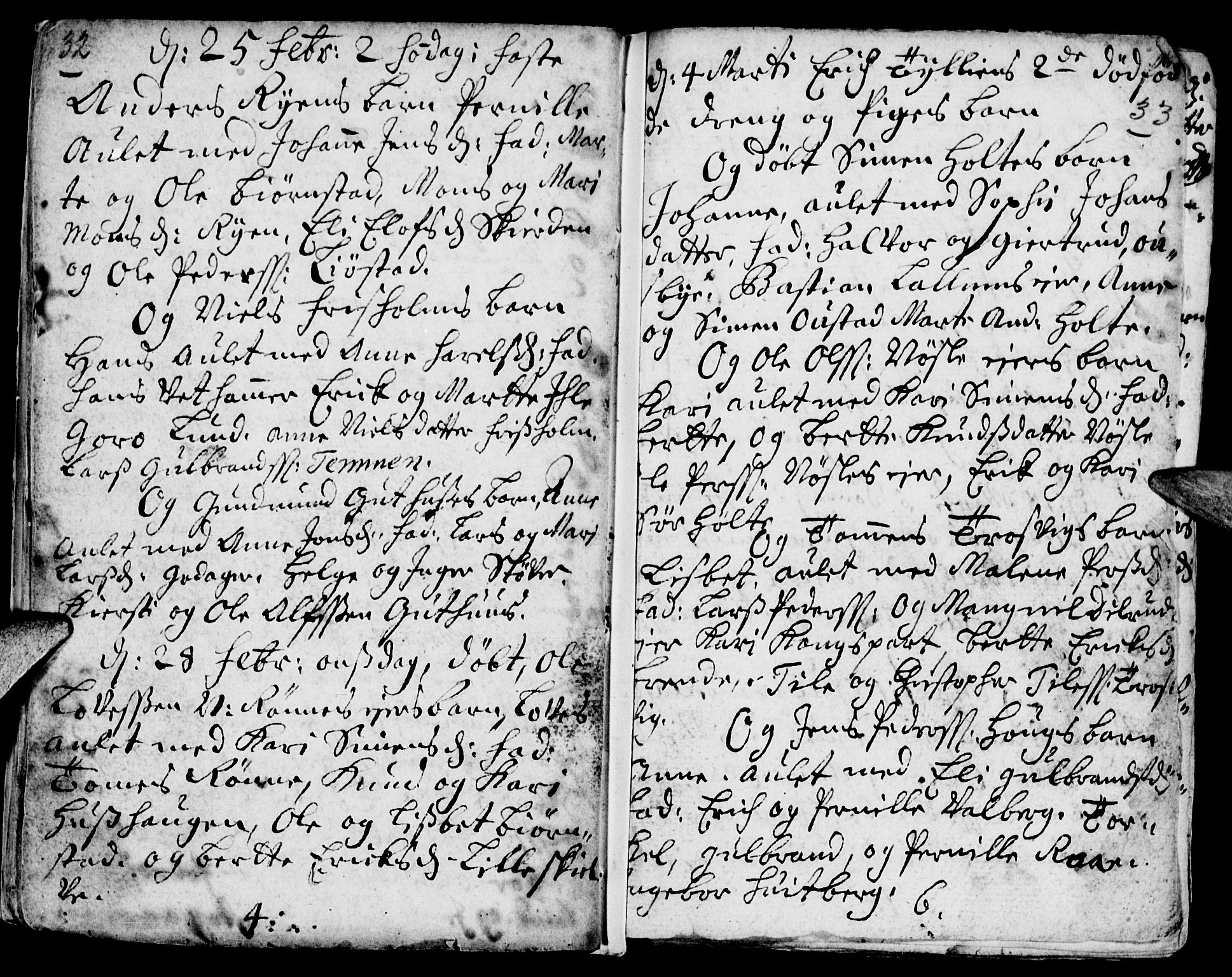 Stange prestekontor, AV/SAH-PREST-002/K/L0002: Parish register (official) no. 2, 1724-1740, p. 32-33