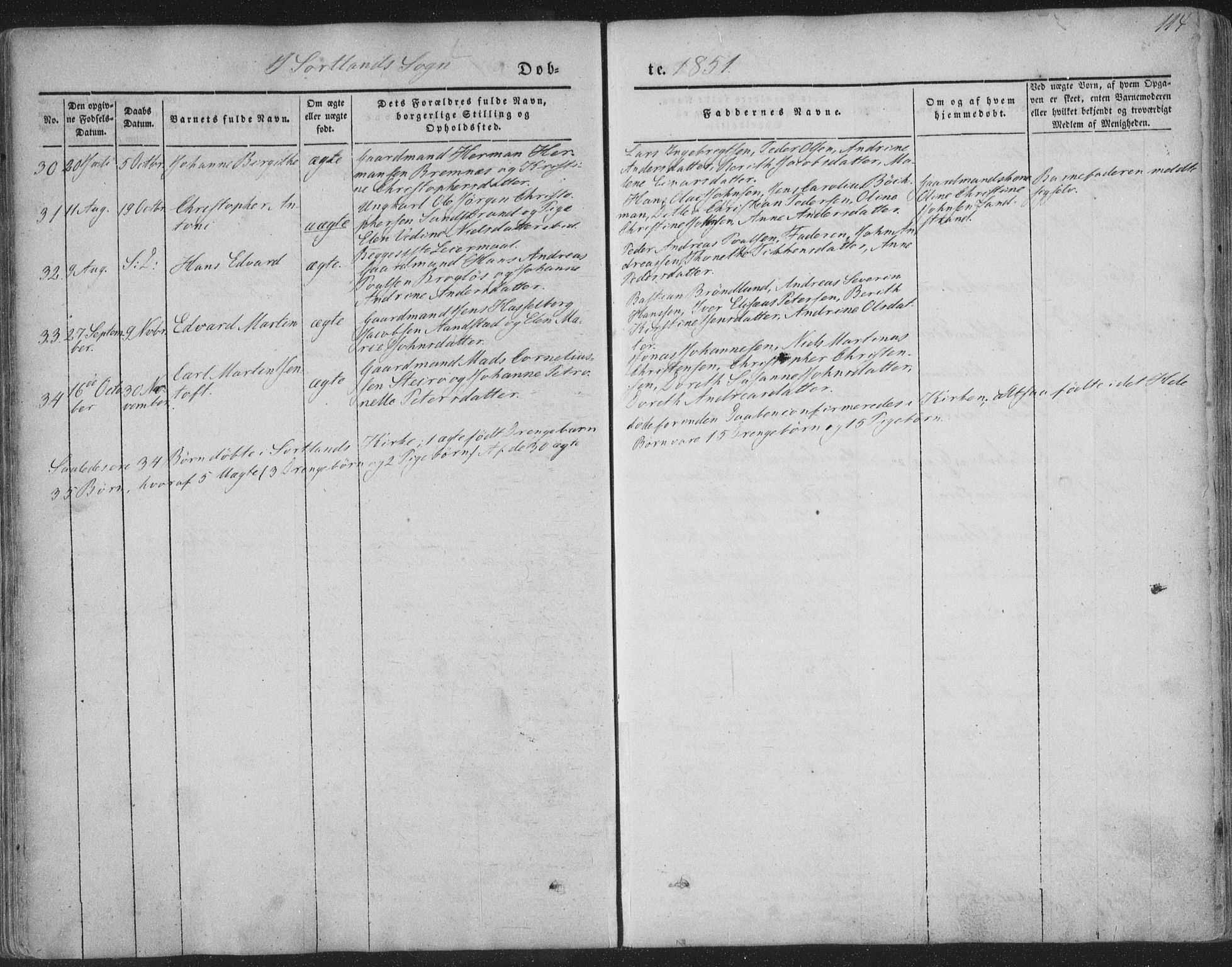 Ministerialprotokoller, klokkerbøker og fødselsregistre - Nordland, AV/SAT-A-1459/888/L1241: Parish register (official) no. 888A07, 1849-1869, p. 114
