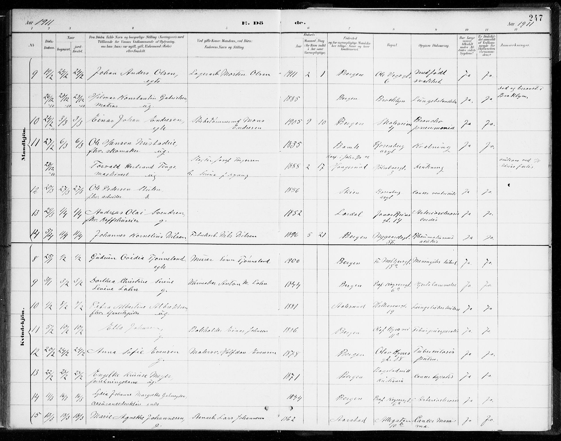 Johanneskirken sokneprestembete, AV/SAB-A-76001/H/Haa/L0019: Parish register (official) no. E 1, 1885-1915, p. 247