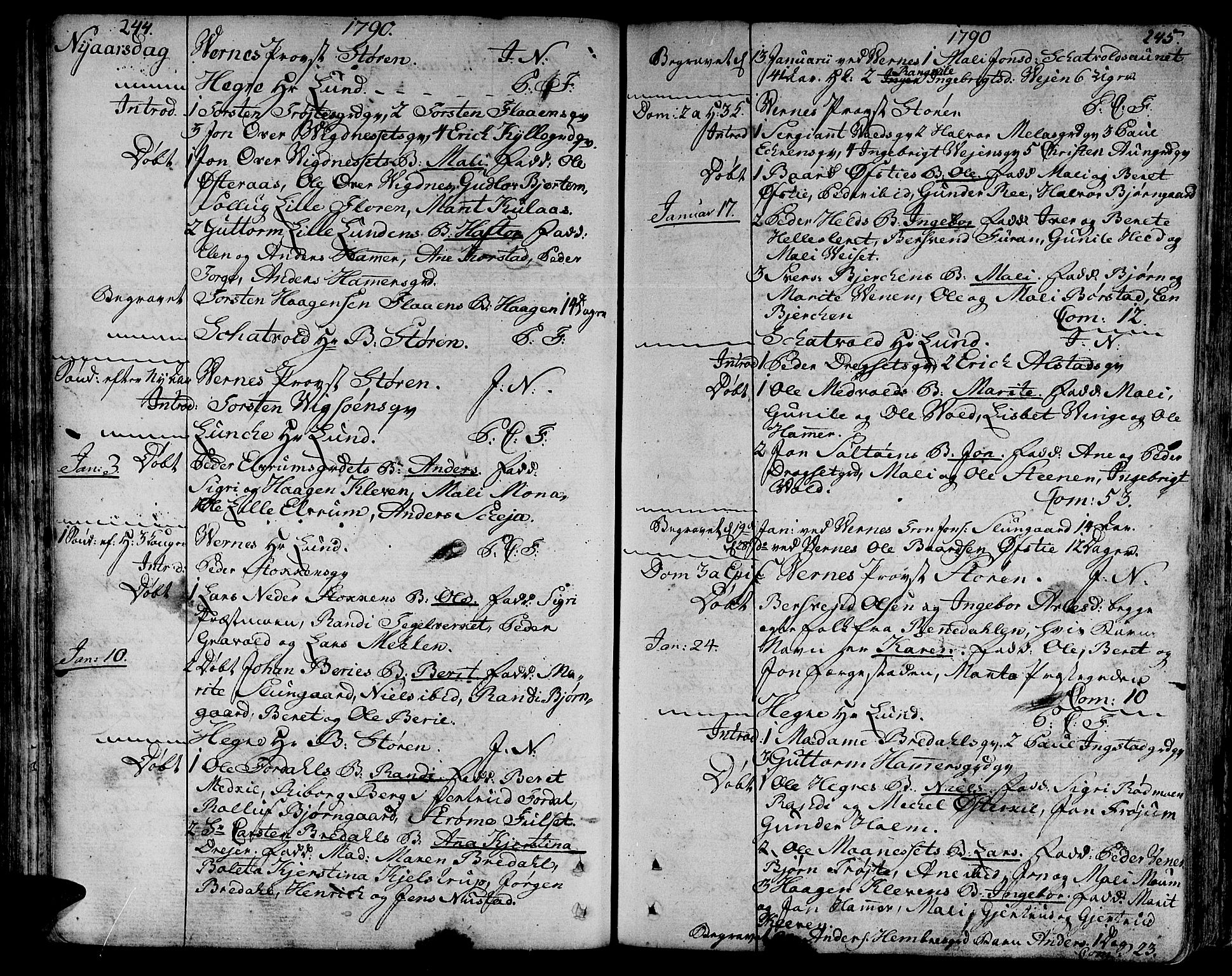 Ministerialprotokoller, klokkerbøker og fødselsregistre - Nord-Trøndelag, SAT/A-1458/709/L0059: Parish register (official) no. 709A06, 1781-1797, p. 244-245