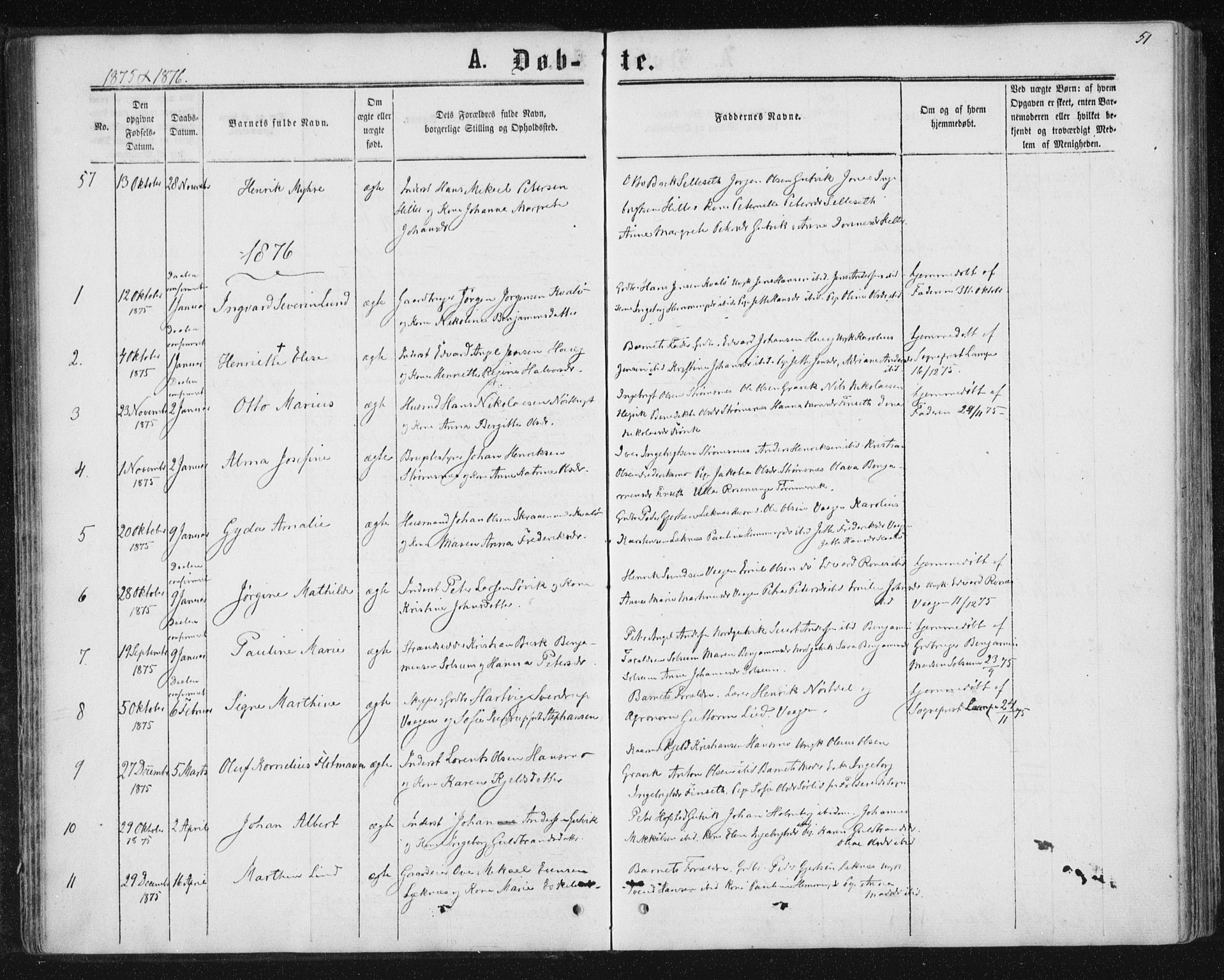 Ministerialprotokoller, klokkerbøker og fødselsregistre - Nord-Trøndelag, SAT/A-1458/788/L0696: Parish register (official) no. 788A03, 1863-1877, p. 51