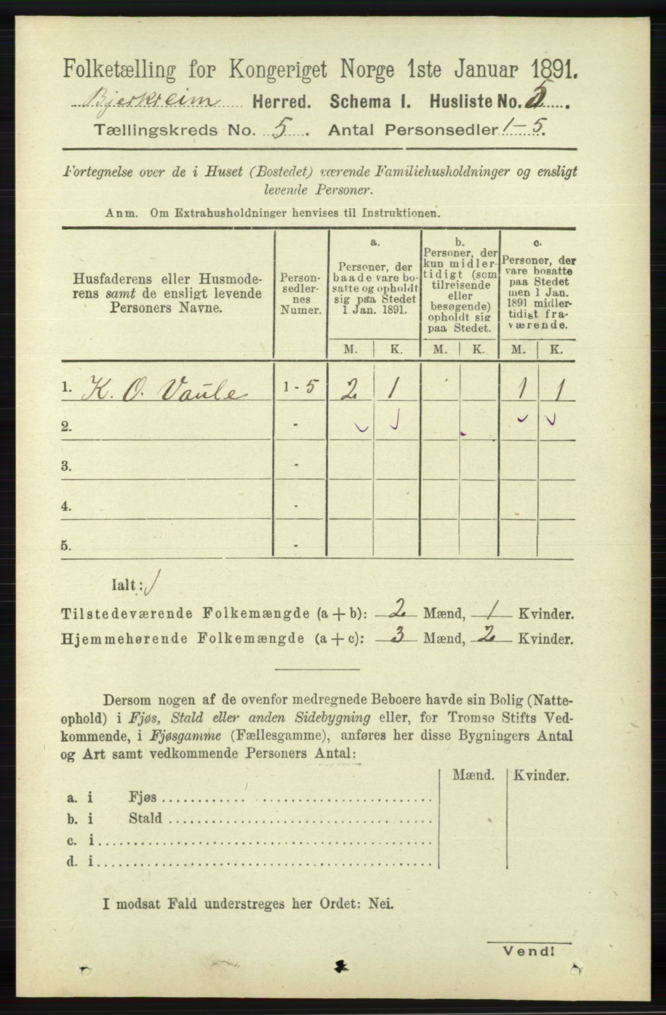 RA, 1891 census for 1114 Bjerkreim, 1891, p. 1657