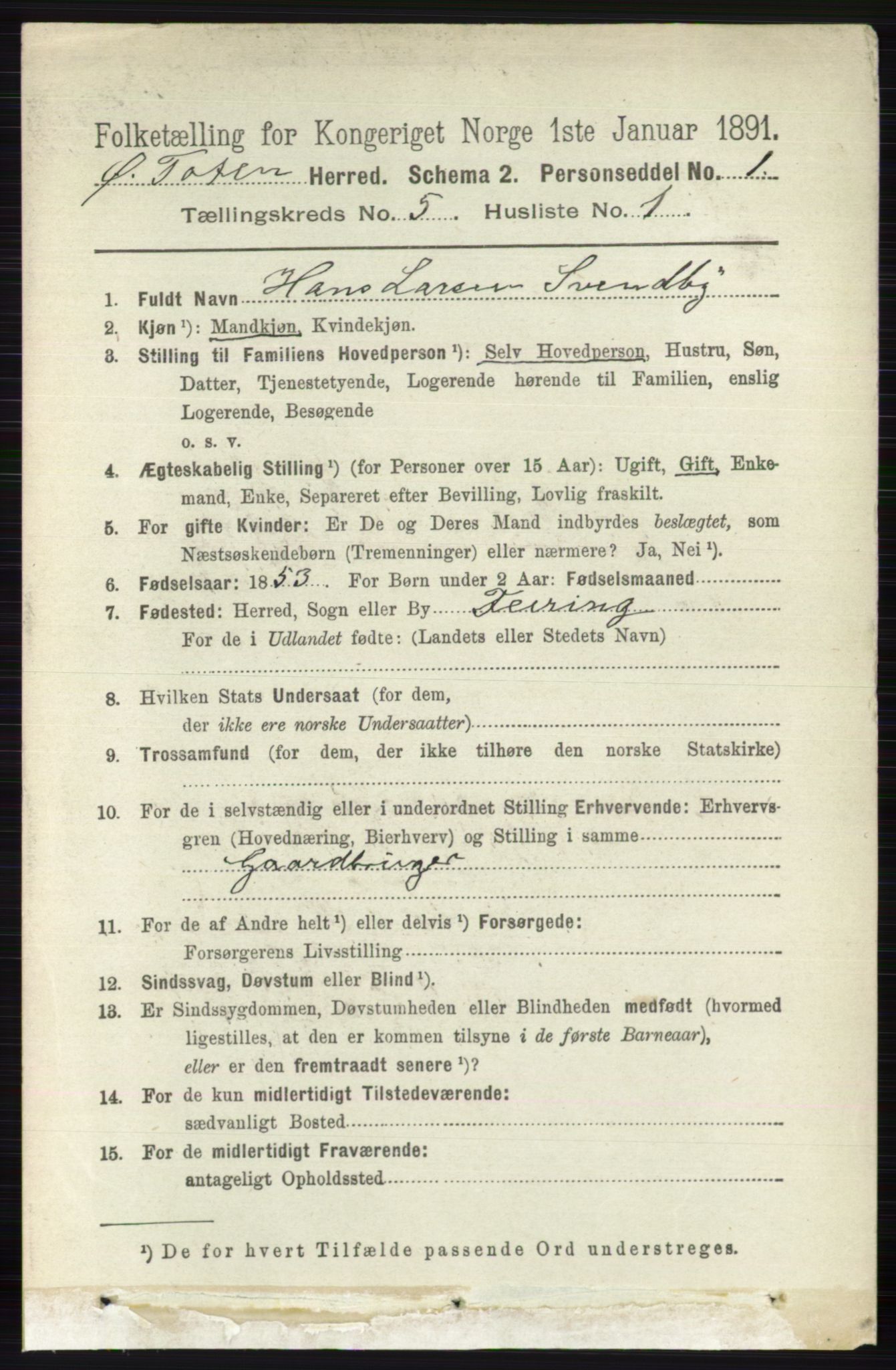 RA, 1891 census for 0528 Østre Toten, 1891, p. 3180