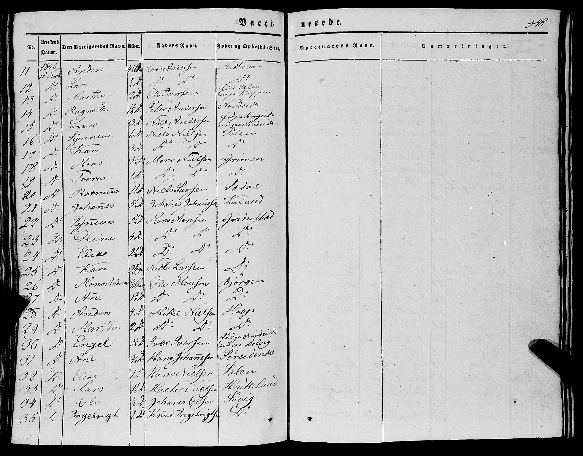 Fana Sokneprestembete, AV/SAB-A-75101/H/Haa/Haaa/L0008: Parish register (official) no. A 8, 1829-1851, p. 348