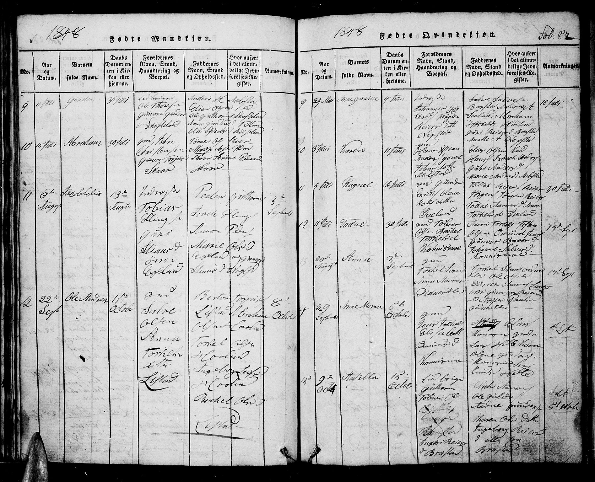 Nord-Audnedal sokneprestkontor, AV/SAK-1111-0032/F/Fb/Fba/L0001: Parish register (copy) no. B 1, 1815-1856, p. 87