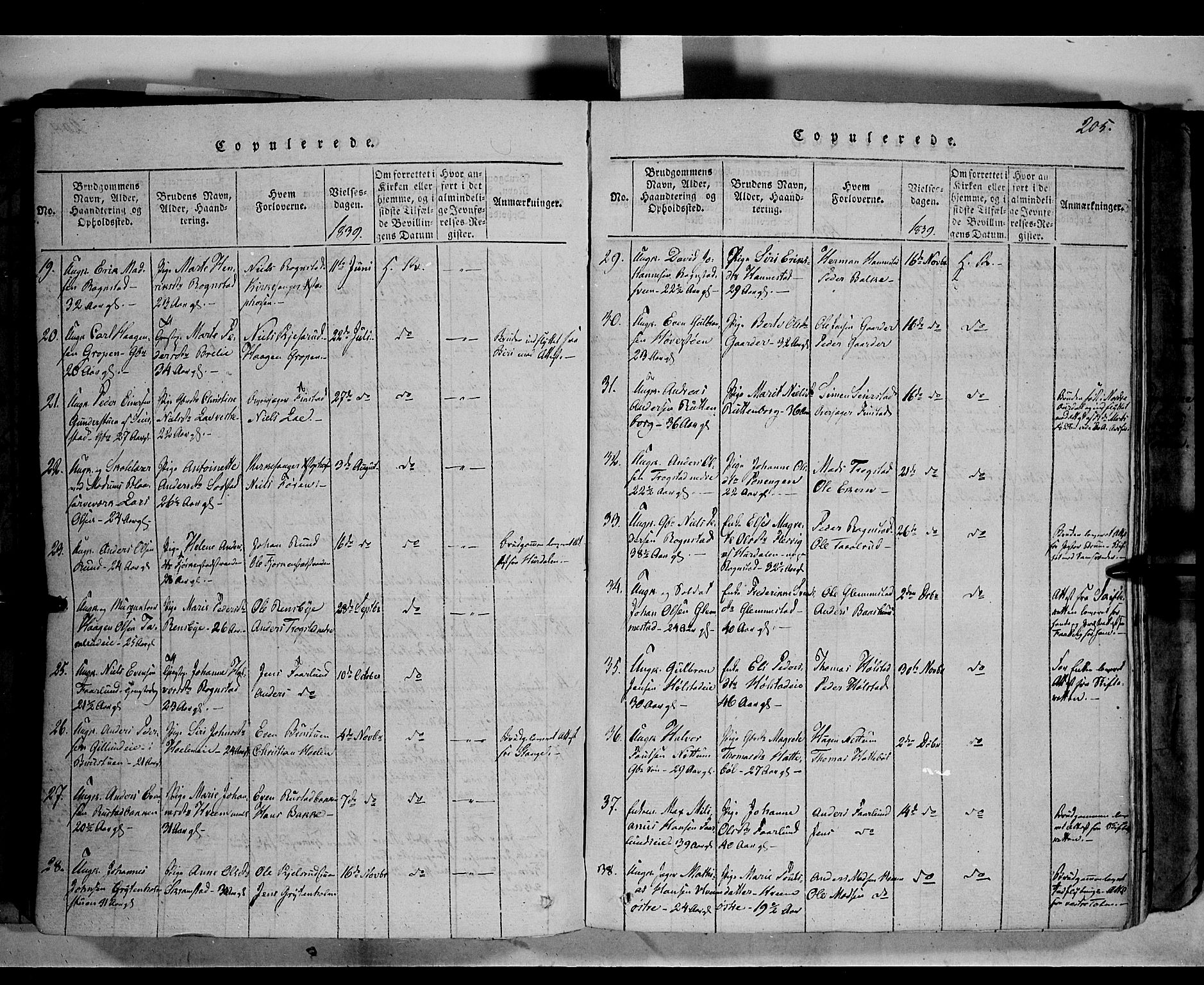 Østre Toten prestekontor, AV/SAH-PREST-104/H/Ha/Haa/L0001: Parish register (official) no. 1, 1828-1839, p. 205