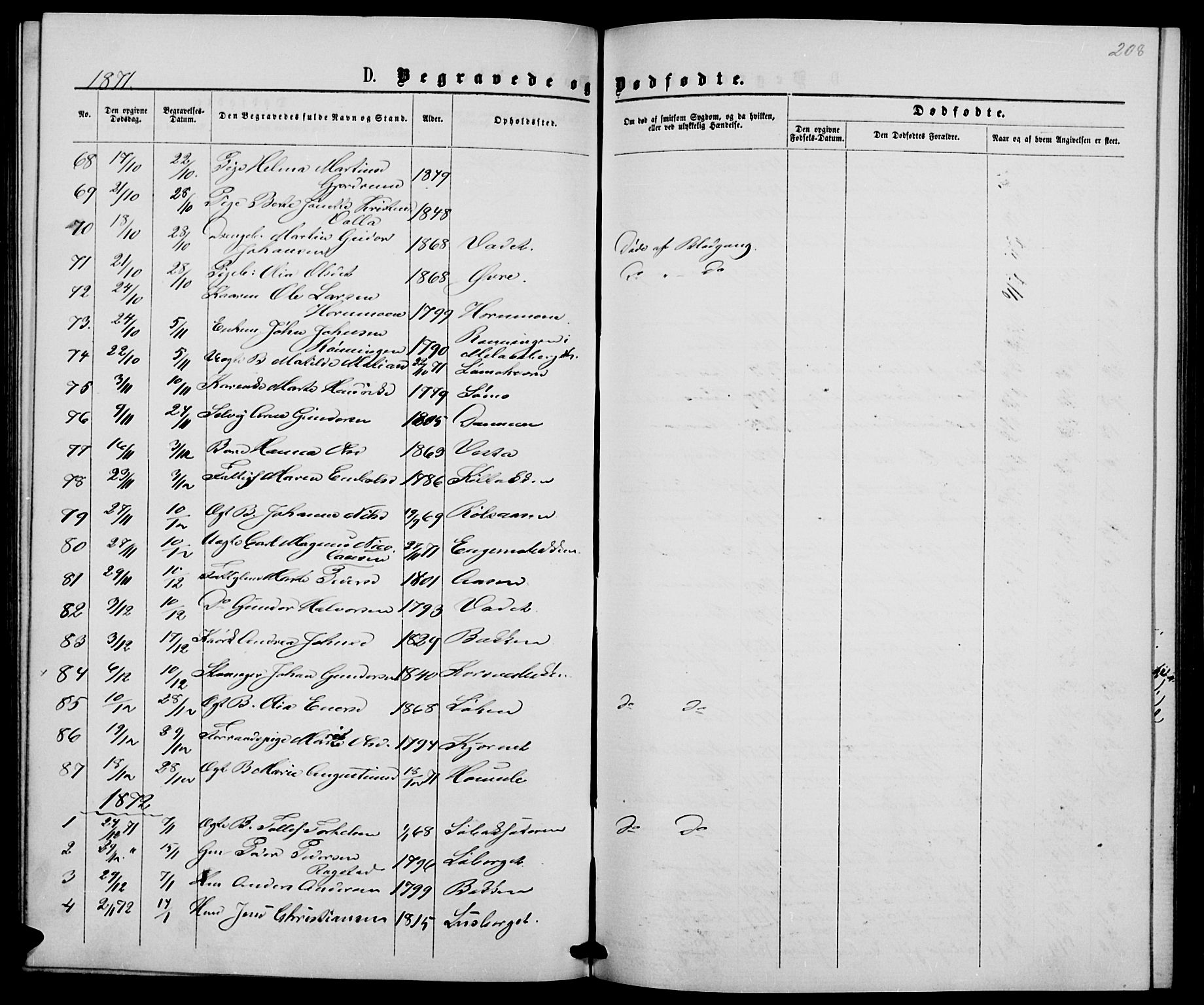 Elverum prestekontor, AV/SAH-PREST-044/H/Ha/Hab/L0004: Parish register (copy) no. 4, 1866-1874, p. 208