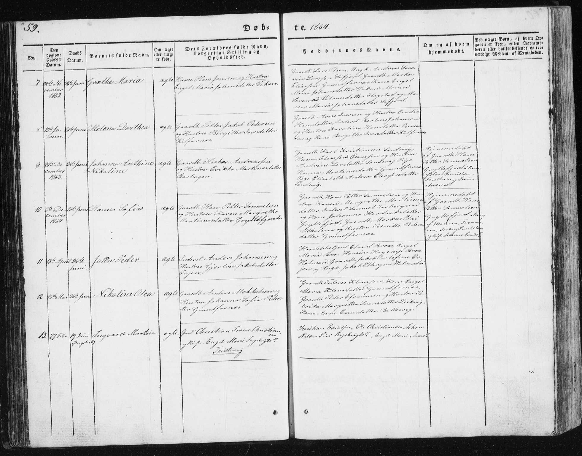 Berg sokneprestkontor, AV/SATØ-S-1318/G/Ga/Gab/L0011klokker: Parish register (copy) no. 11, 1833-1878, p. 59