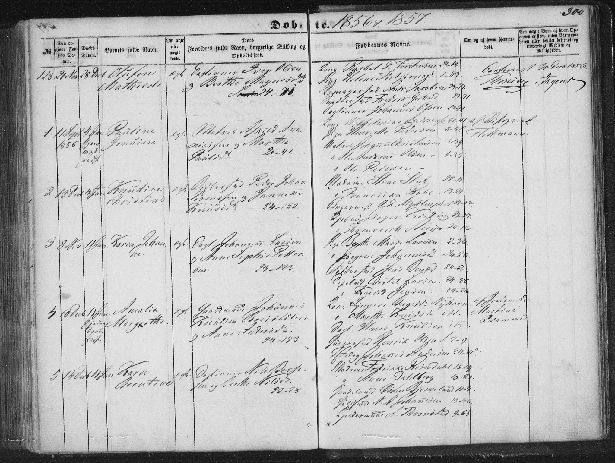 Korskirken sokneprestembete, SAB/A-76101/H/Haa/L0017: Parish register (official) no. B 3, 1851-1857, p. 300