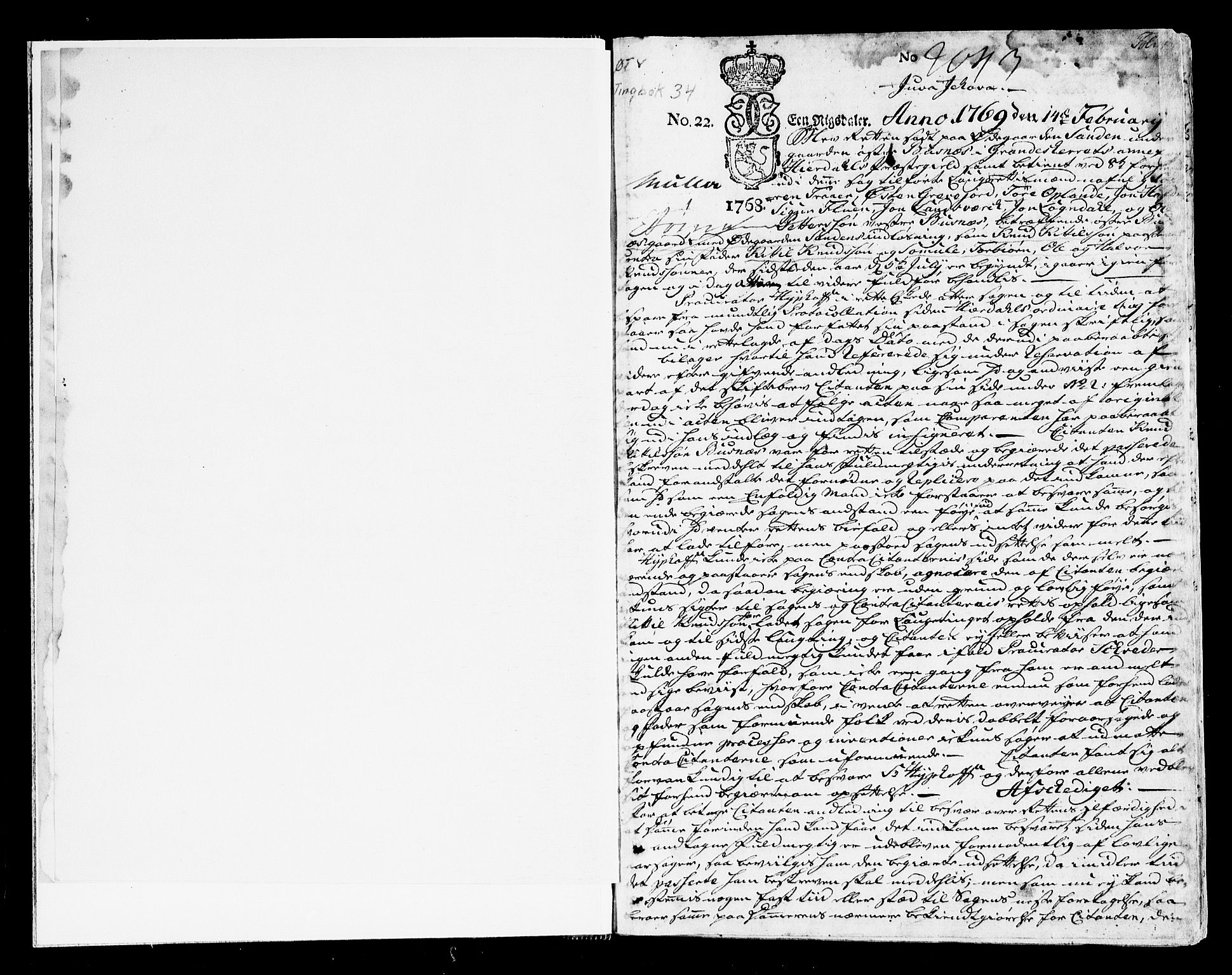 Vest-Telemark sorenskriveri, SAKO/A-134/F/Fa/L0034: Tingbok, 1769-1772, p. 1