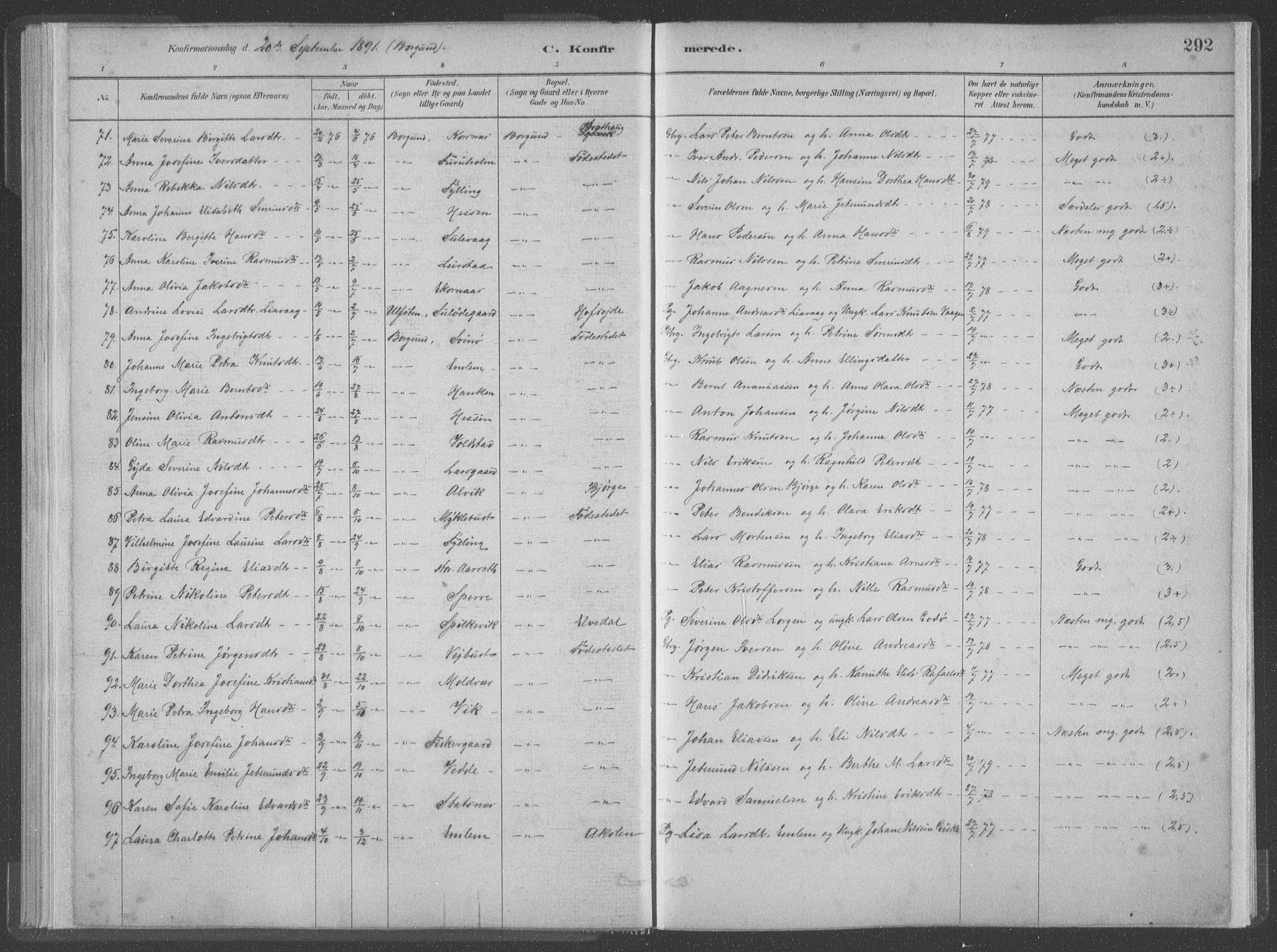 Ministerialprotokoller, klokkerbøker og fødselsregistre - Møre og Romsdal, AV/SAT-A-1454/528/L0402: Parish register (official) no. 528A12II, 1880-1903, p. 292