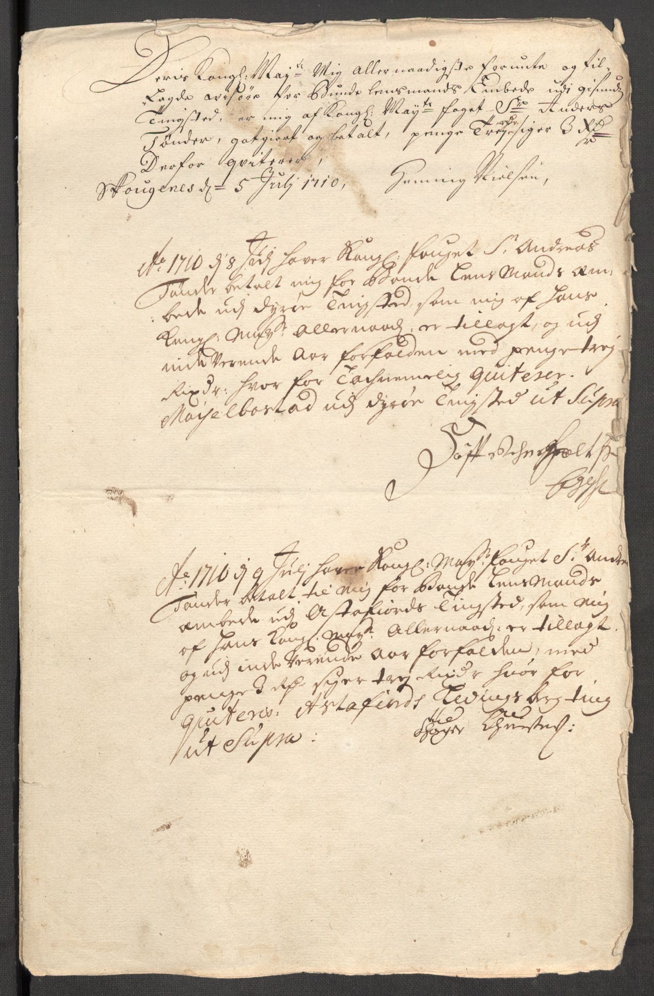 Rentekammeret inntil 1814, Reviderte regnskaper, Fogderegnskap, AV/RA-EA-4092/R68/L4757: Fogderegnskap Senja og Troms, 1708-1710, p. 285