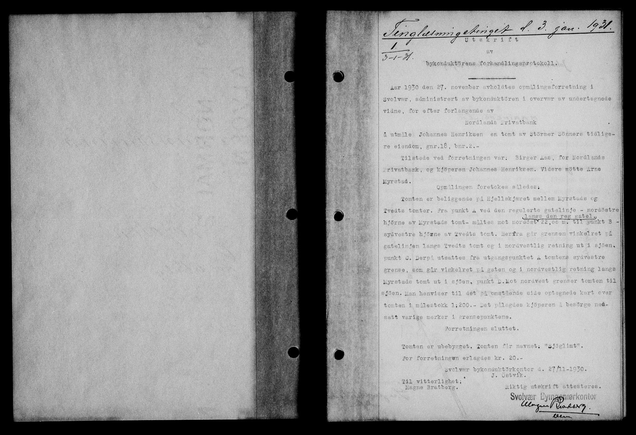 Lofoten sorenskriveri, SAT/A-0017/1/2/2C/L0023b: Mortgage book no. 23b, 1931-1931, Deed date: 03.01.1931