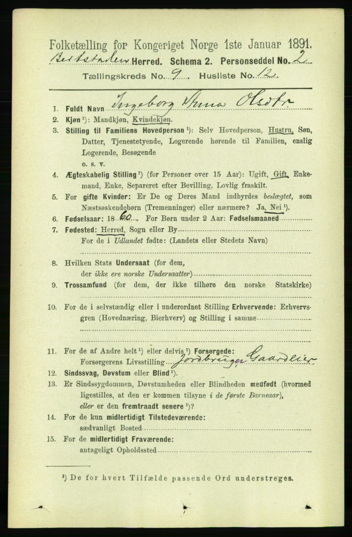 RA, 1891 census for 1727 Beitstad, 1891, p. 2480