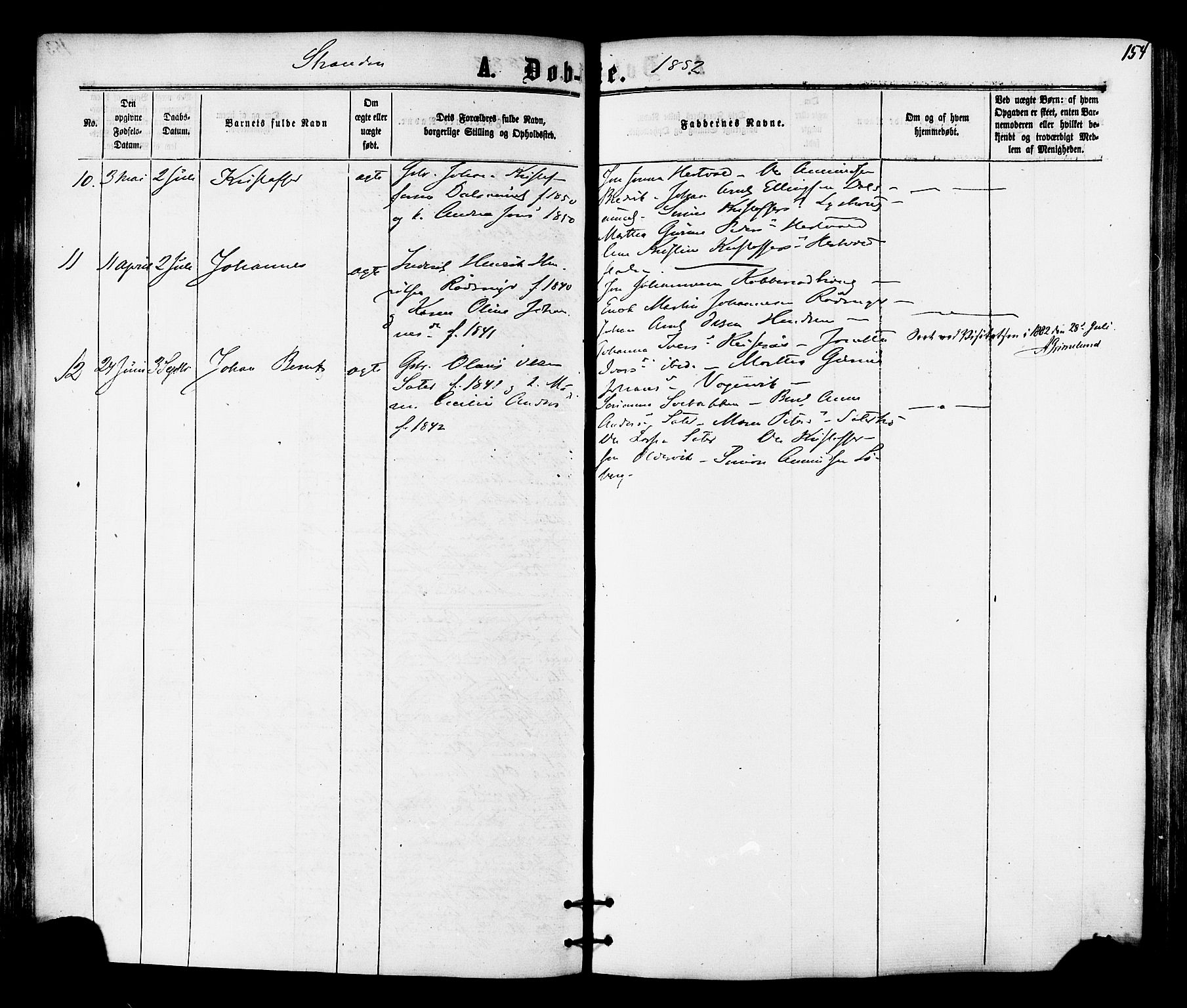 Ministerialprotokoller, klokkerbøker og fødselsregistre - Nord-Trøndelag, AV/SAT-A-1458/701/L0009: Parish register (official) no. 701A09 /2, 1864-1882, p. 154