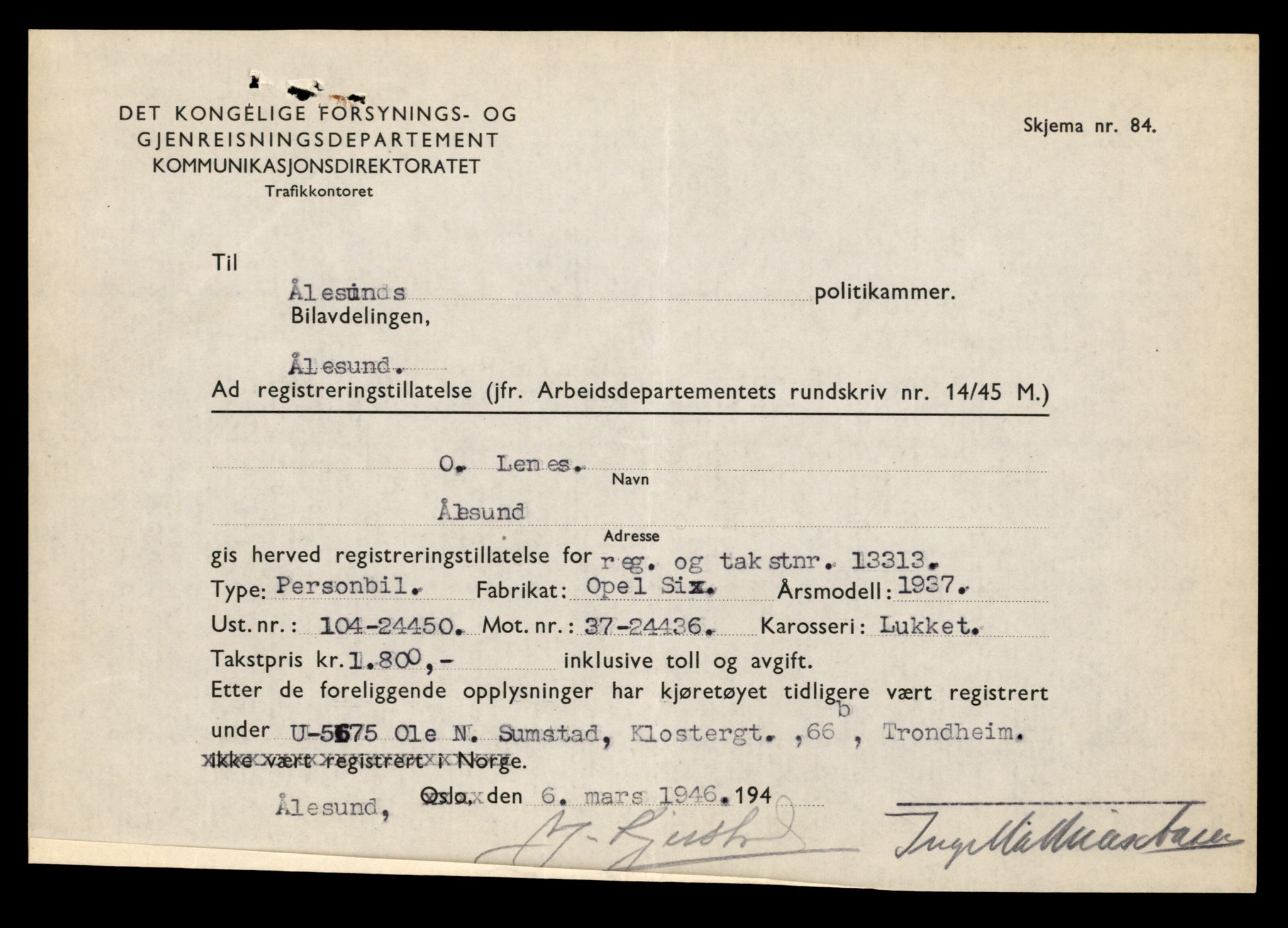 Møre og Romsdal vegkontor - Ålesund trafikkstasjon, SAT/A-4099/F/Fe/L0003: Registreringskort for kjøretøy T 232 - T 340, 1927-1998, p. 2738