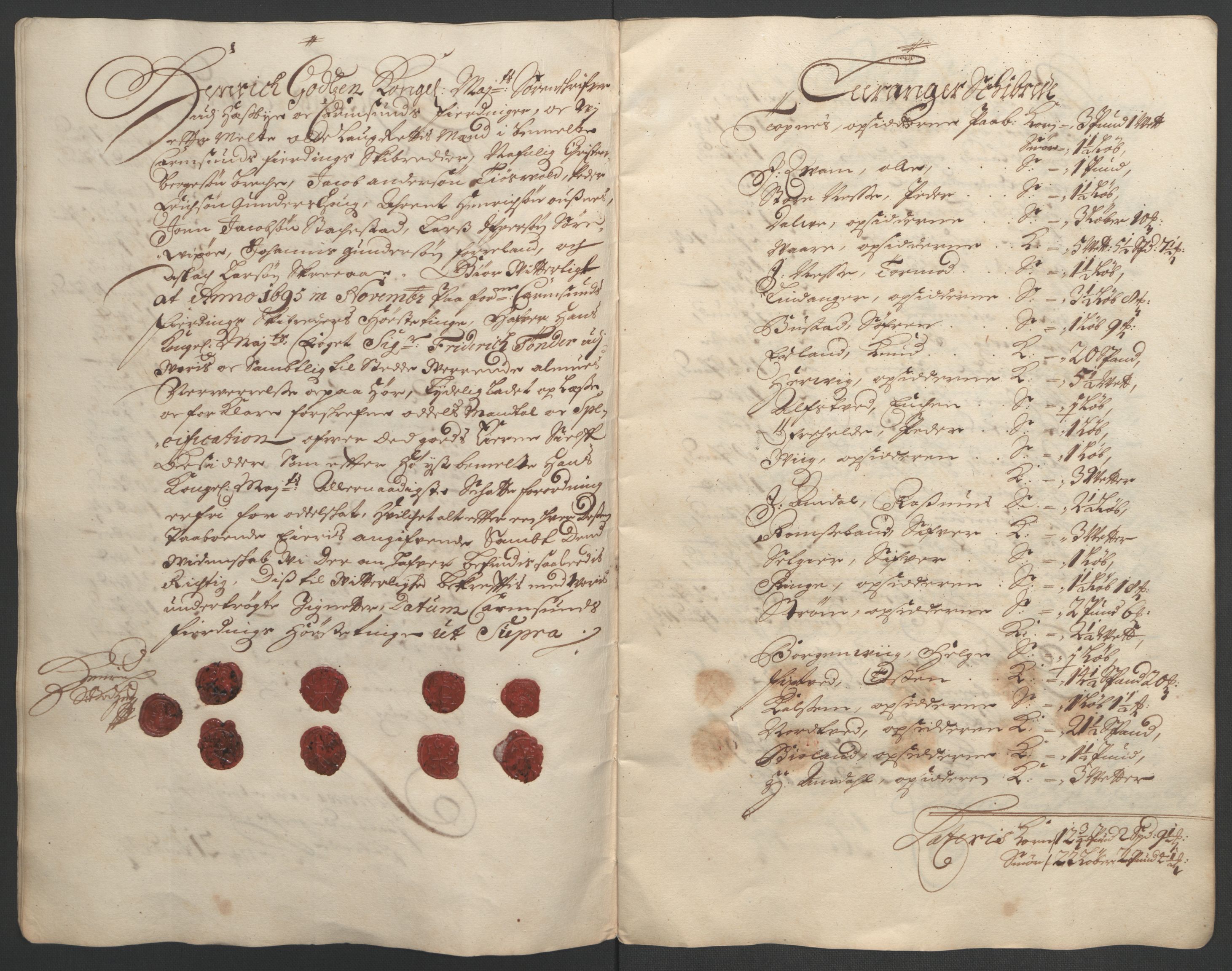 Rentekammeret inntil 1814, Reviderte regnskaper, Fogderegnskap, AV/RA-EA-4092/R47/L2857: Fogderegnskap Ryfylke, 1694-1696, p. 184