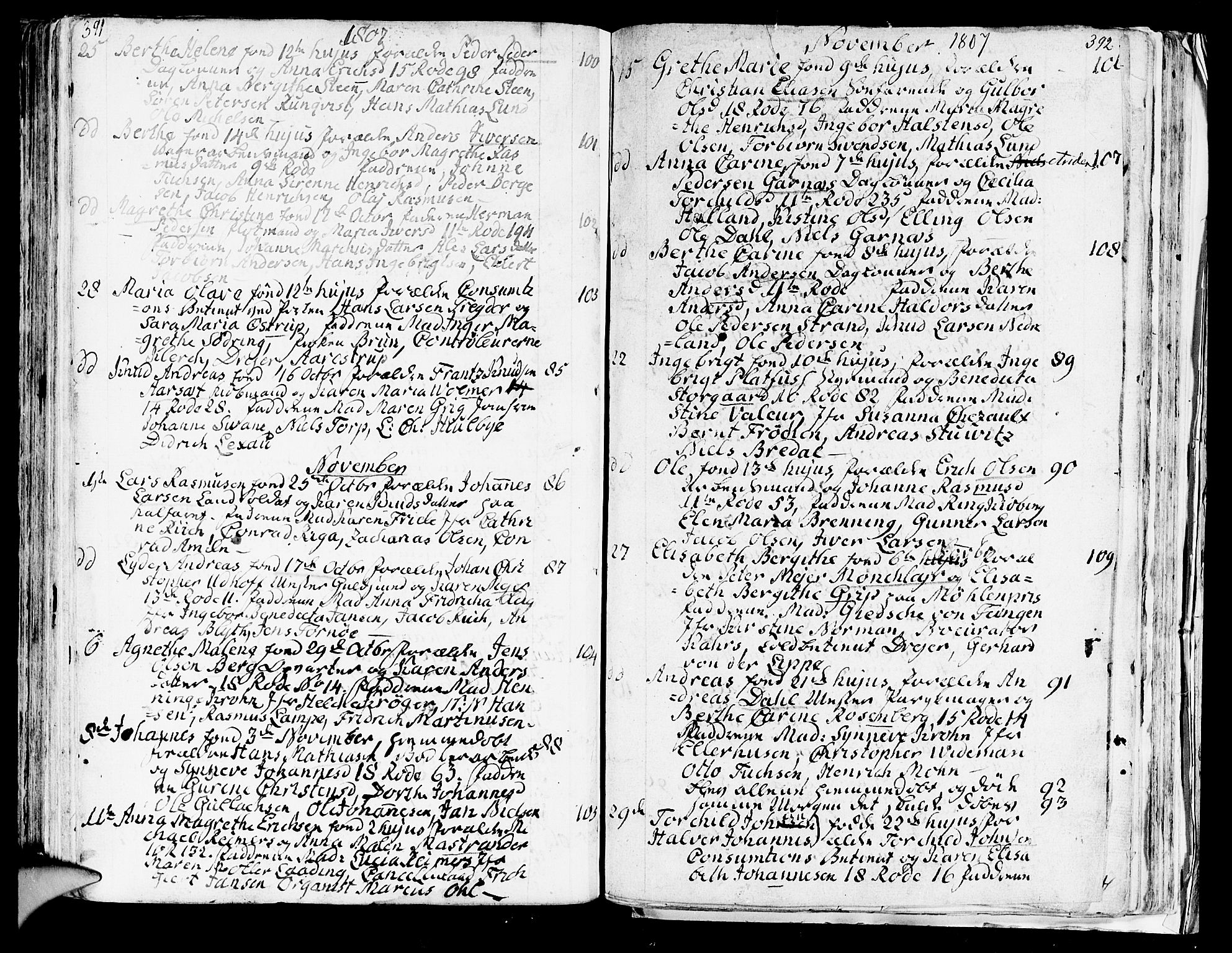 Domkirken sokneprestembete, SAB/A-74801/H/Haa/L0004: Parish register (official) no. A 4, 1763-1820, p. 391-392