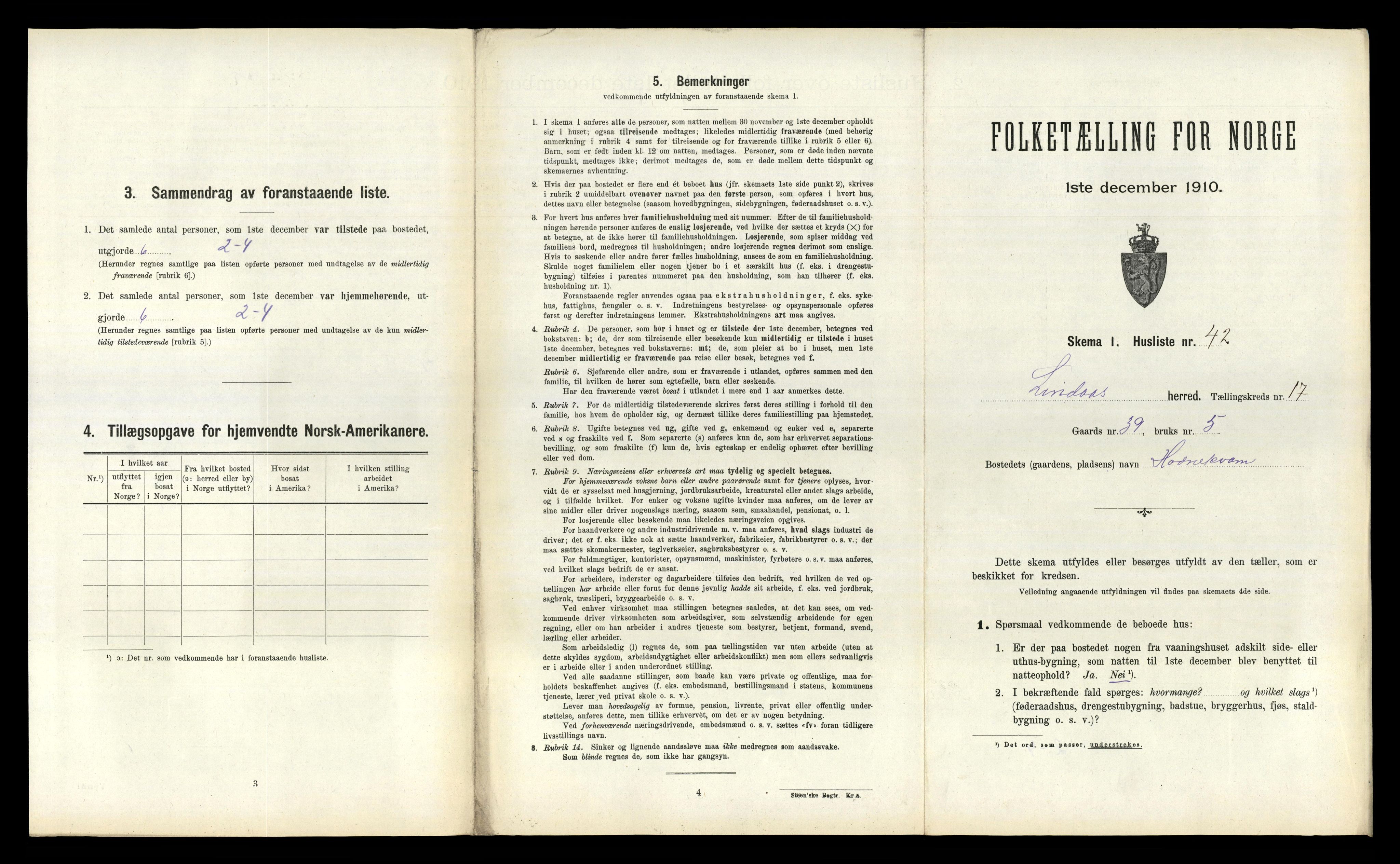 RA, 1910 census for Lindås, 1910, p. 1126