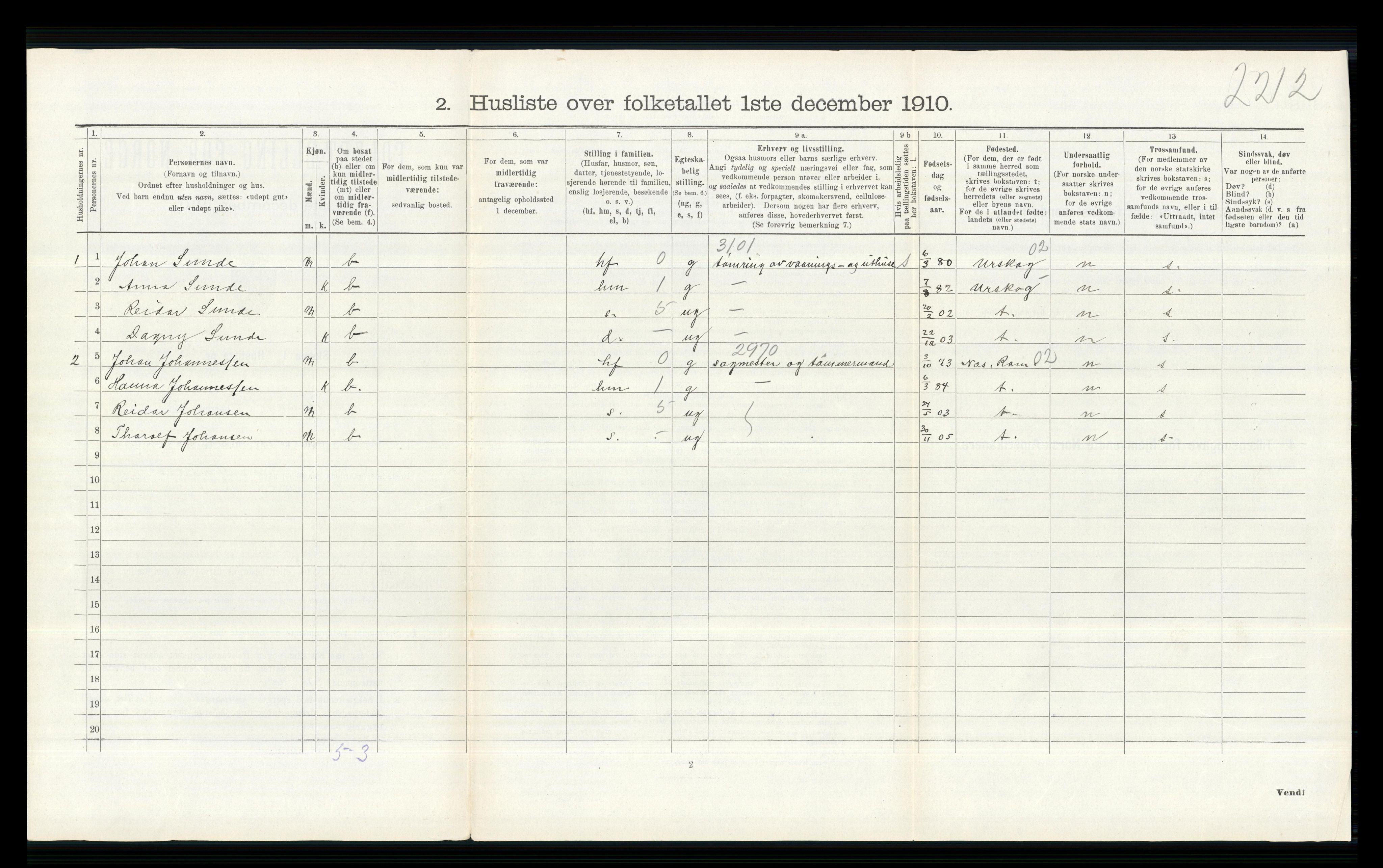 RA, 1910 census for Nittedal, 1910, p. 470