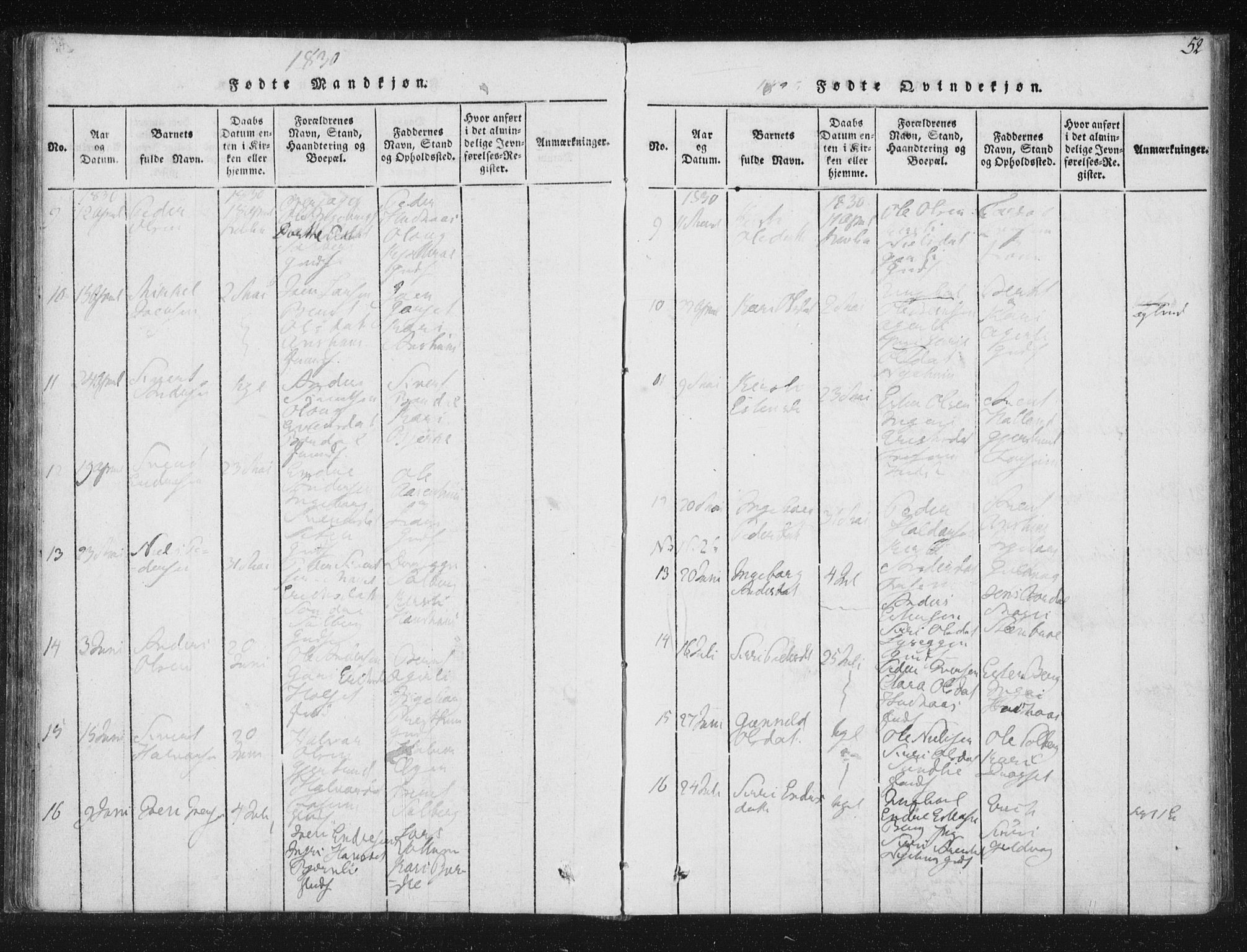 Ministerialprotokoller, klokkerbøker og fødselsregistre - Sør-Trøndelag, AV/SAT-A-1456/689/L1037: Parish register (official) no. 689A02, 1816-1842, p. 52